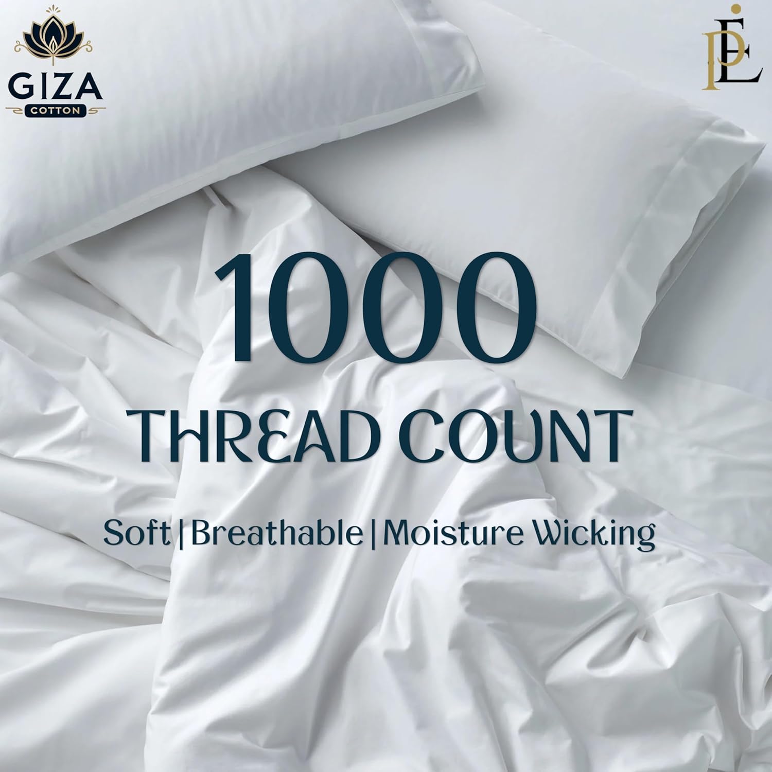 Percale Oversized King Duvet Cover – 1000 Thread Count 5-PC (1 Duvet Cover, 4 Shams) 100% Long Staple Percale Giza Cotton Comforter Cover, Zipper Closure, 4 Corner Ties - White Color