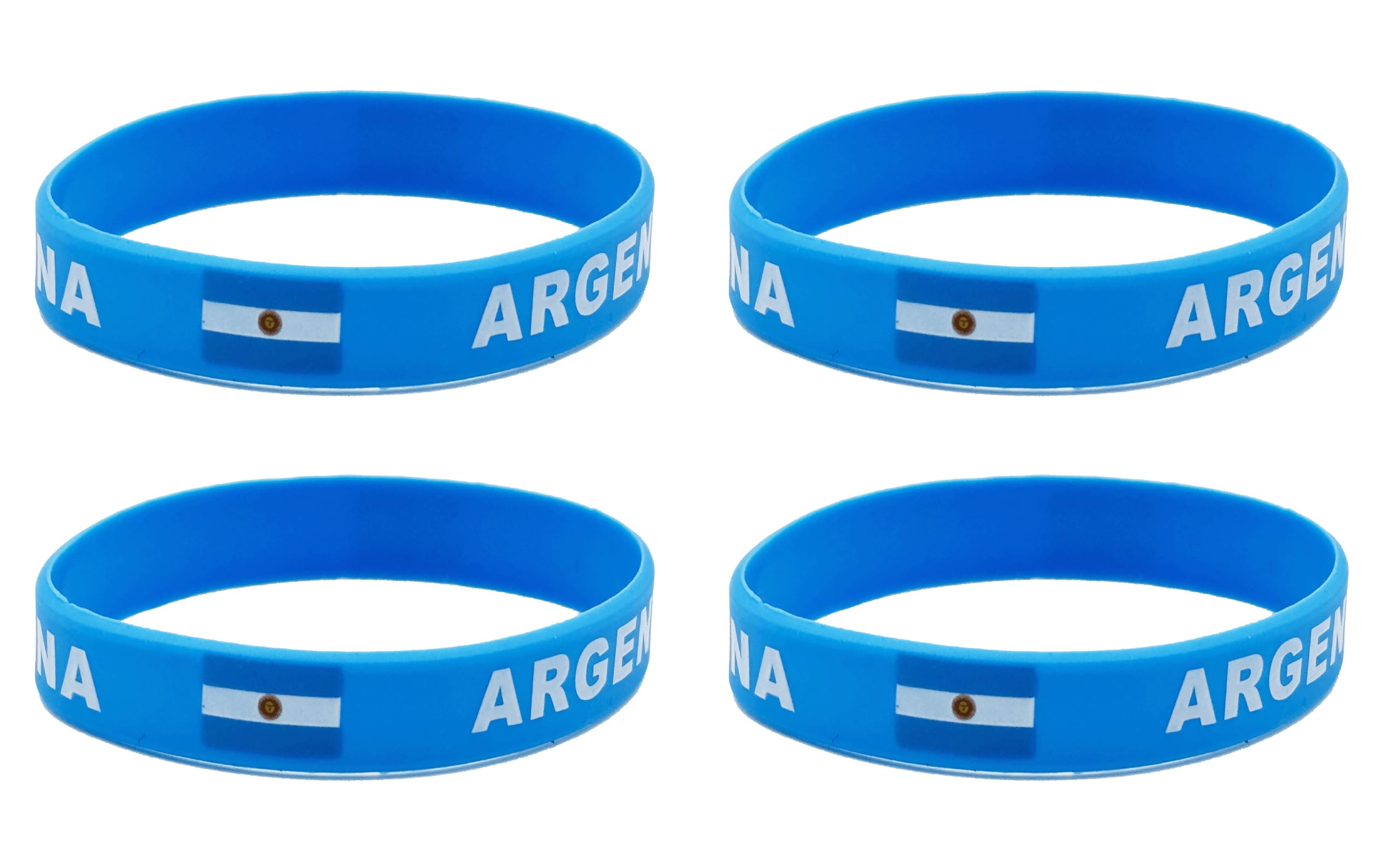 LLBFHH 4 Pcs Argentina Argentinian Country Flag Rubber Bracelets, National Flag Silicone Bracelet, Rubber Wristbands Patriotic Decorations Gift