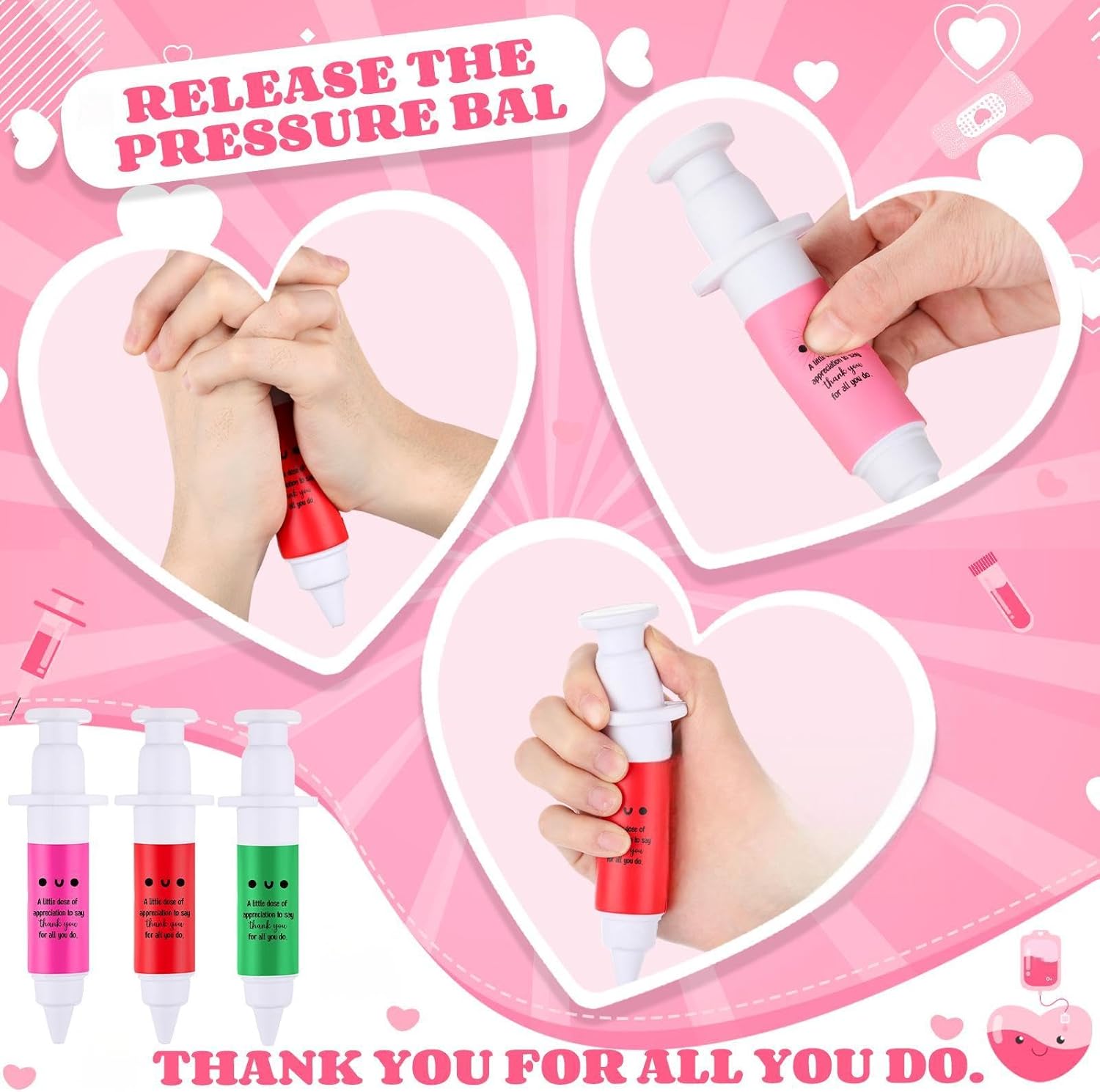 Gemscream 24 Pcs Nurse Week Gifts 2026 Syringe Stress Ball Inspirational Stress Ball Bulk Graduation Thank You Gifts for New Nurse Assistant Doctor Coworkers Nursing Staff Student