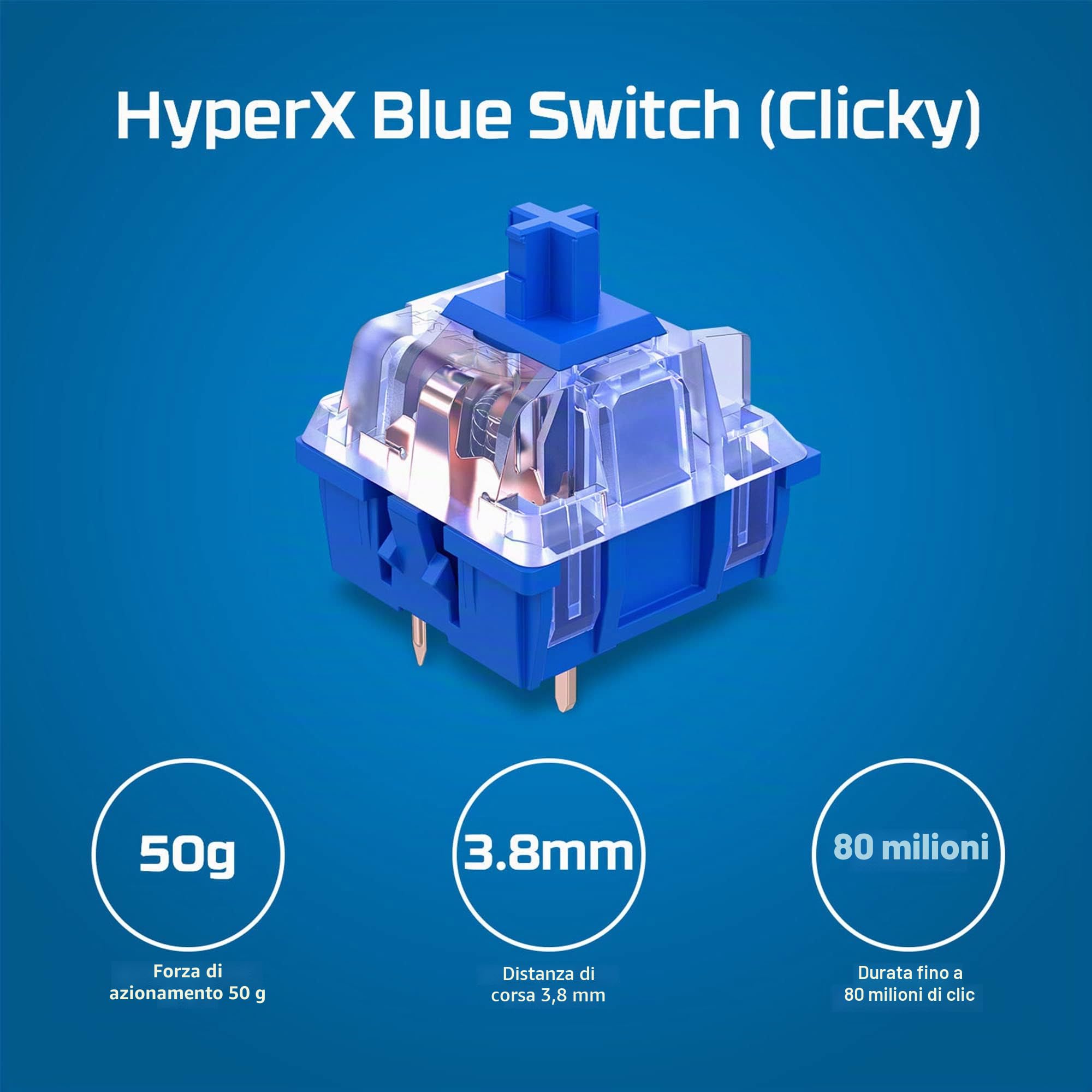 HyperX Alloy Origins PBT, Tastiera Meccanica da Gaming Cablata, Illuminazione RGB, Telaio in Alluminio, 80 Milioni di Pressioni, Copritasti presenti, 3 Dispositivi Collegabili, Layout Inglese, Nera