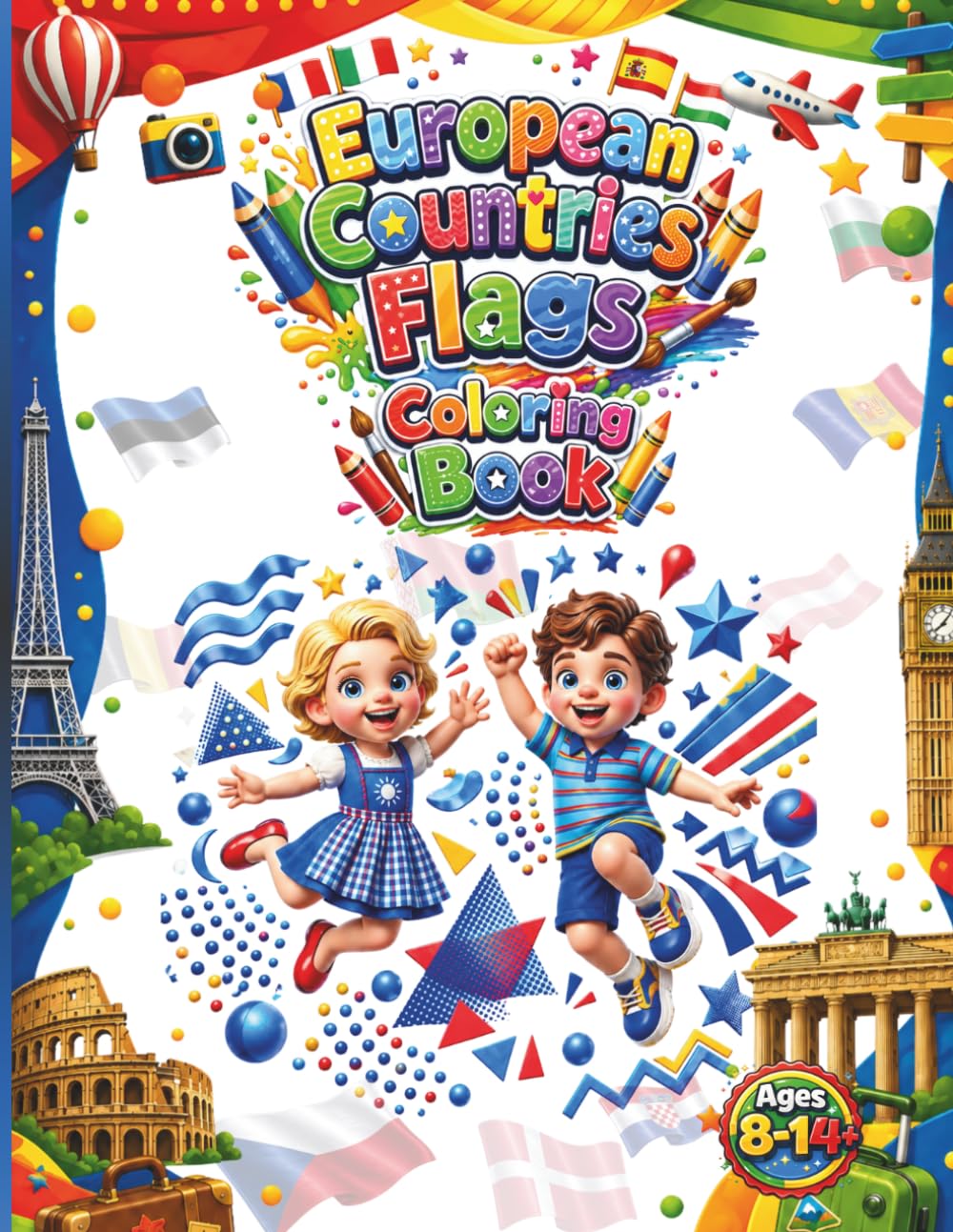European Countries Flags Coloring Book: Activity Book with All 44 European Flags, Capitals and Subregions | Educational Geography Coloring Book for Kids and Teens | Large Format