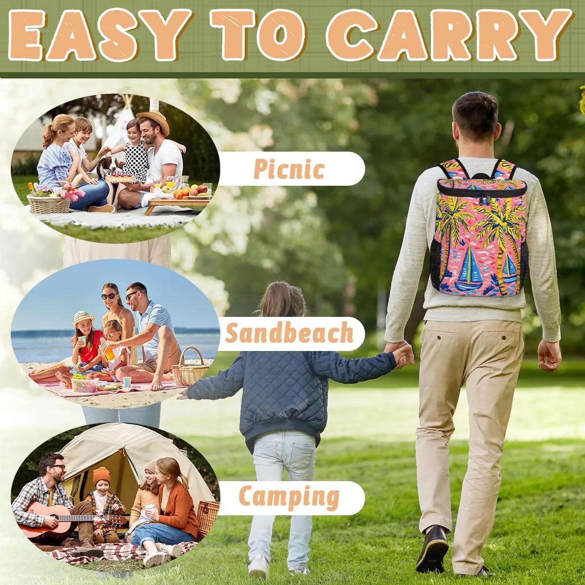 Backpack Cooler,Soft Lightweight Leakproof Cooler Backpack,13L Insulated Cooler Bag,Keeps 30 Cans Hot/Cold for Up to 8 Hours,Waterproof Lunch Backpack for Men Women
