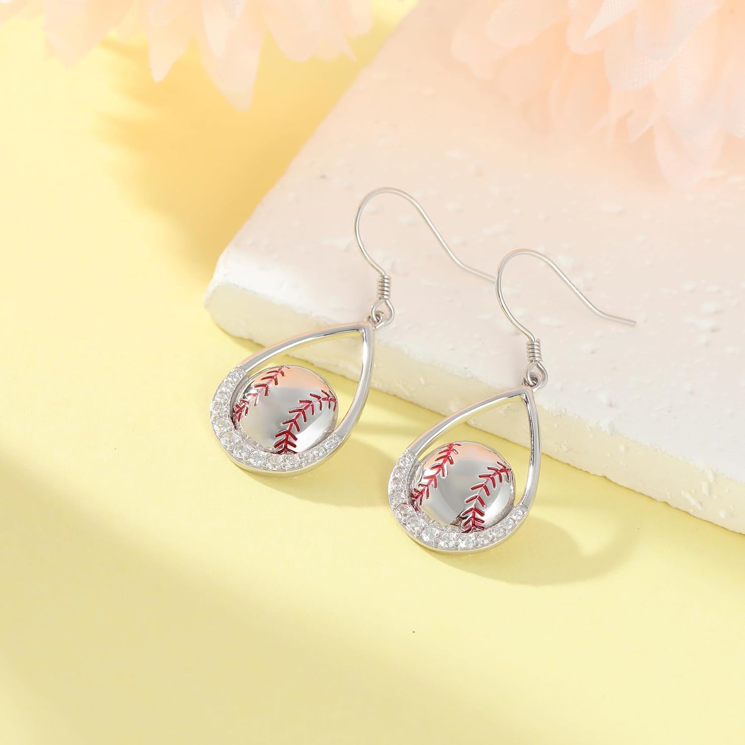 Baseball Earrings for Women S925 Sterling Silver Baseball Mom Jewelry Gifts for Women - Image 2