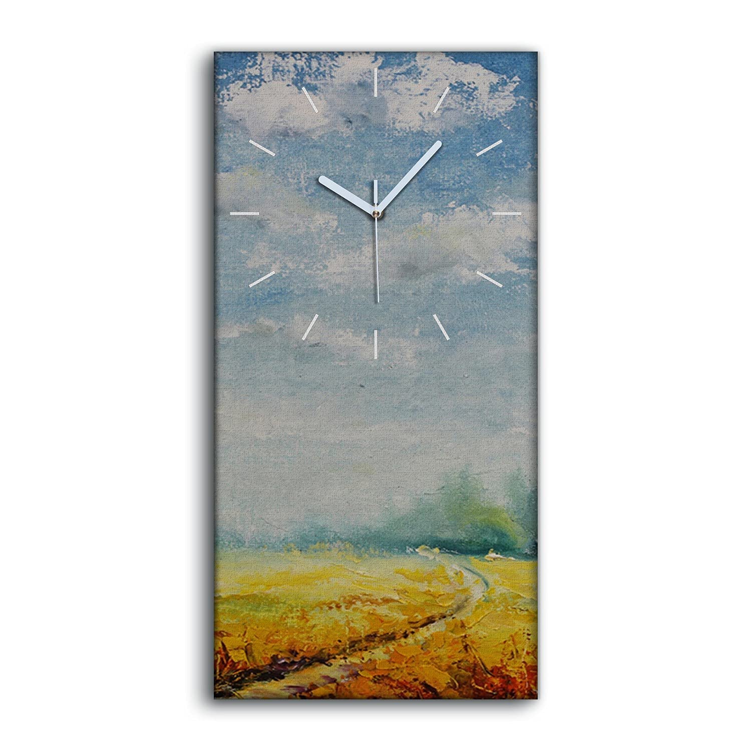 Décoration chambre adulte avec horloge sur toile forêt et nuages