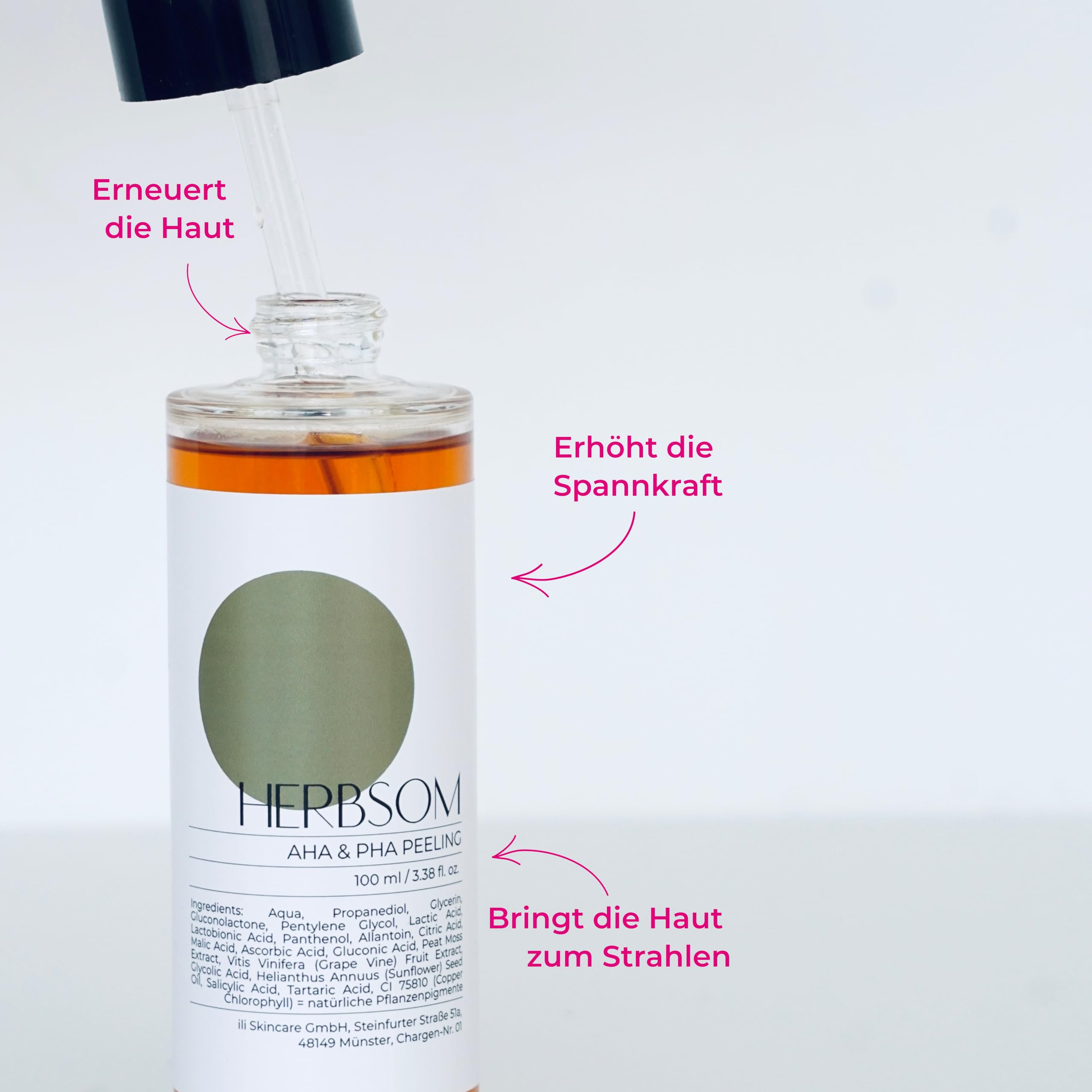 AHA & PHA Peeling I regt die Hauterneuereung an, gegen Falten, Pigmentflecken und einen fahlen Teint, für sichtbar jünger aussehende Haut, besonderes geeignet für trockene und reife Haut