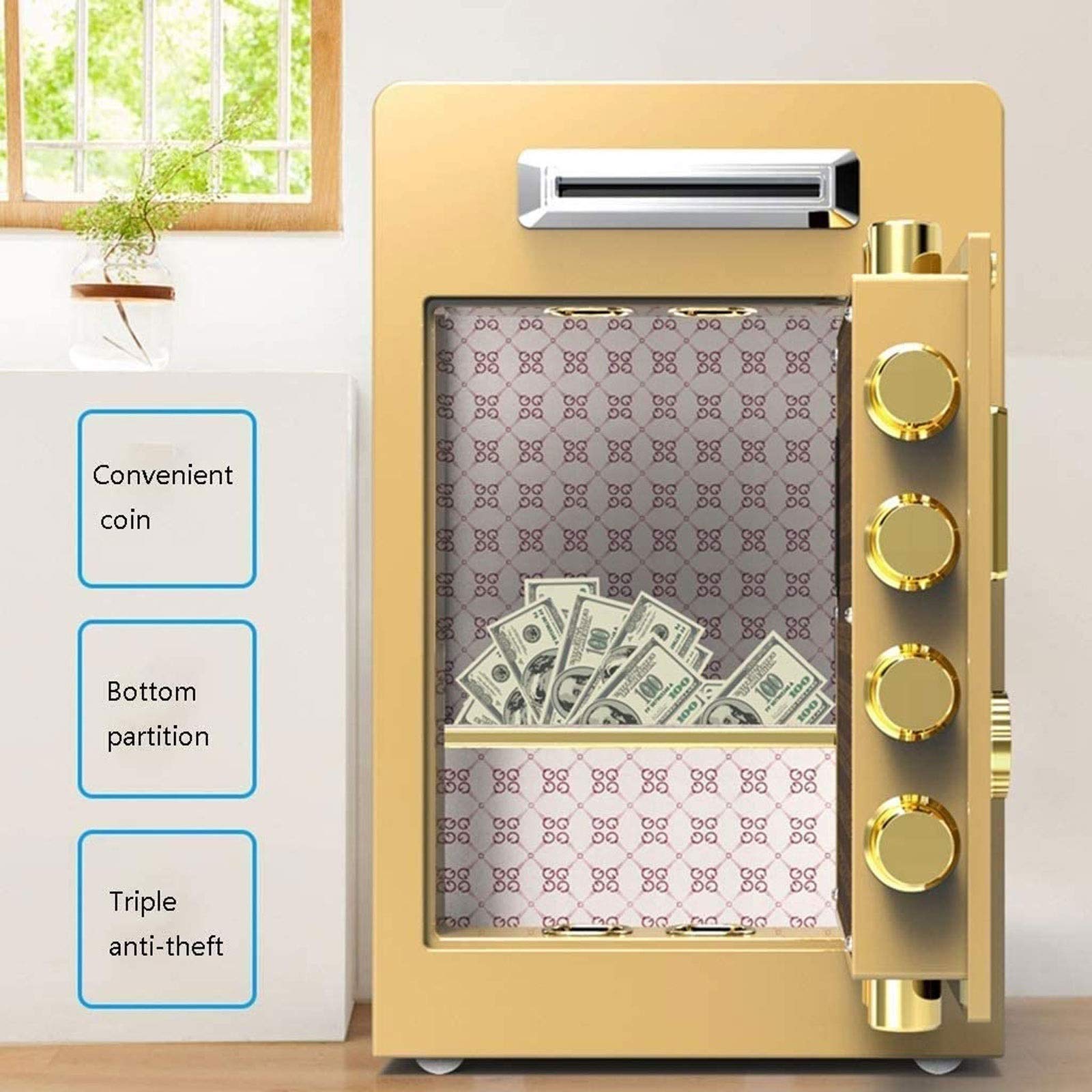 Cassetta di Sicurezza Sicurezza Elettronica Digitale Struttura in Acciaio Serratura Nascosta Parete O Armadietto Design Fisso Home Office Hotel Business Antifurto Ufficio File Cabinet Sicuro (Colore :