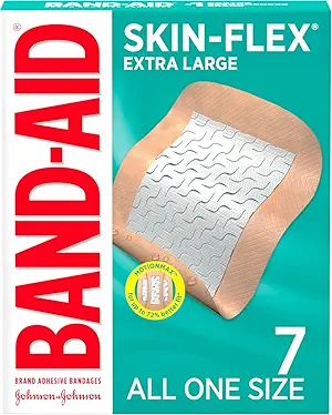 BAND-AID Brand Skin-Flex Adhesive Bandages for First Aid and Wound Care of Minor Cuts and Scrapes & Burns, Flexible Sterile Bandages for Fingers & Knees, Extra Large, All One Size, 7 ct