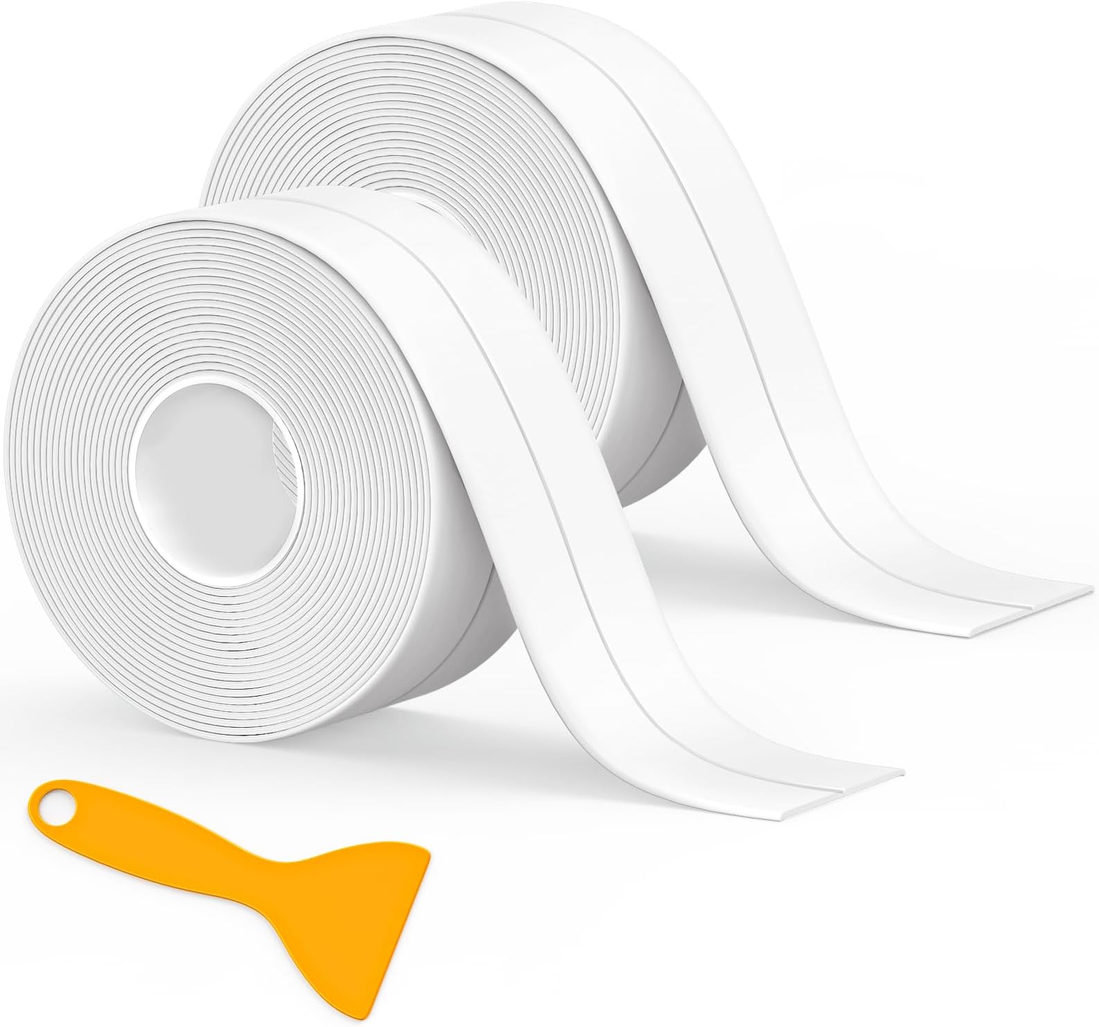 Caulk Tape Waterproof Self Adhesive, 2 Rolls Toilet Caulk Sealing Strip, Bathtub Caulking Sealant Tape for Kitchen, Bathroom, Countertop, Sink, Floor Wall Edge Protector(1.5" x 10.5Ft)