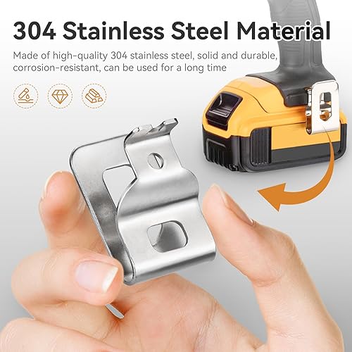 Miniatura 2 de Clips de cinturón para Dewalt, 4 clips de taladro de acero inoxidable 304, ganchos de herramientas con tornillos para N268241 N086039 compatibles