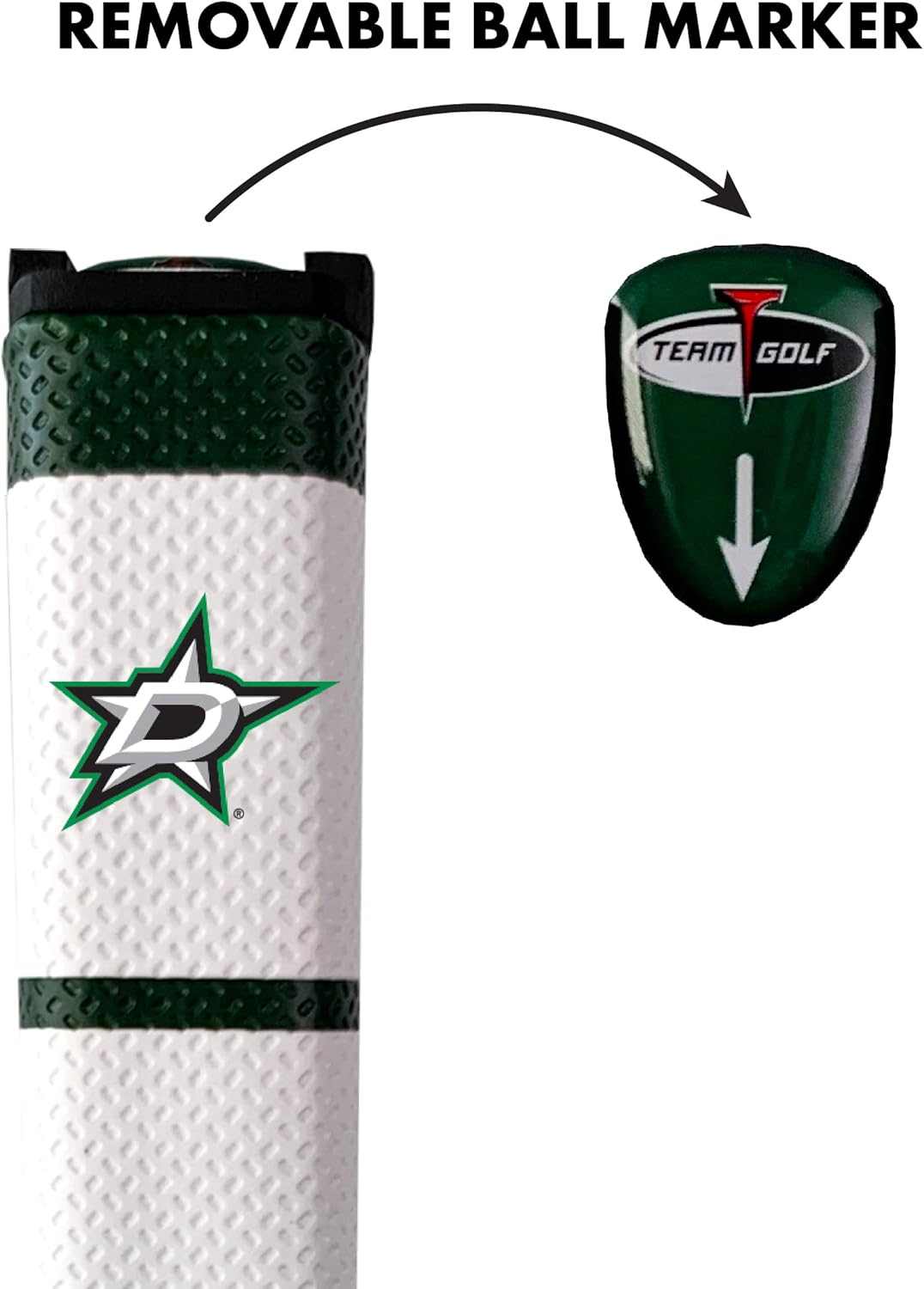 Team Golf NHL Dallas Stars Golf Putter Grip Team Golf NHL Golf Putter Grip (Multi Colored) with Removable Ball Marker, Durable Wide Grip & Easy to Control