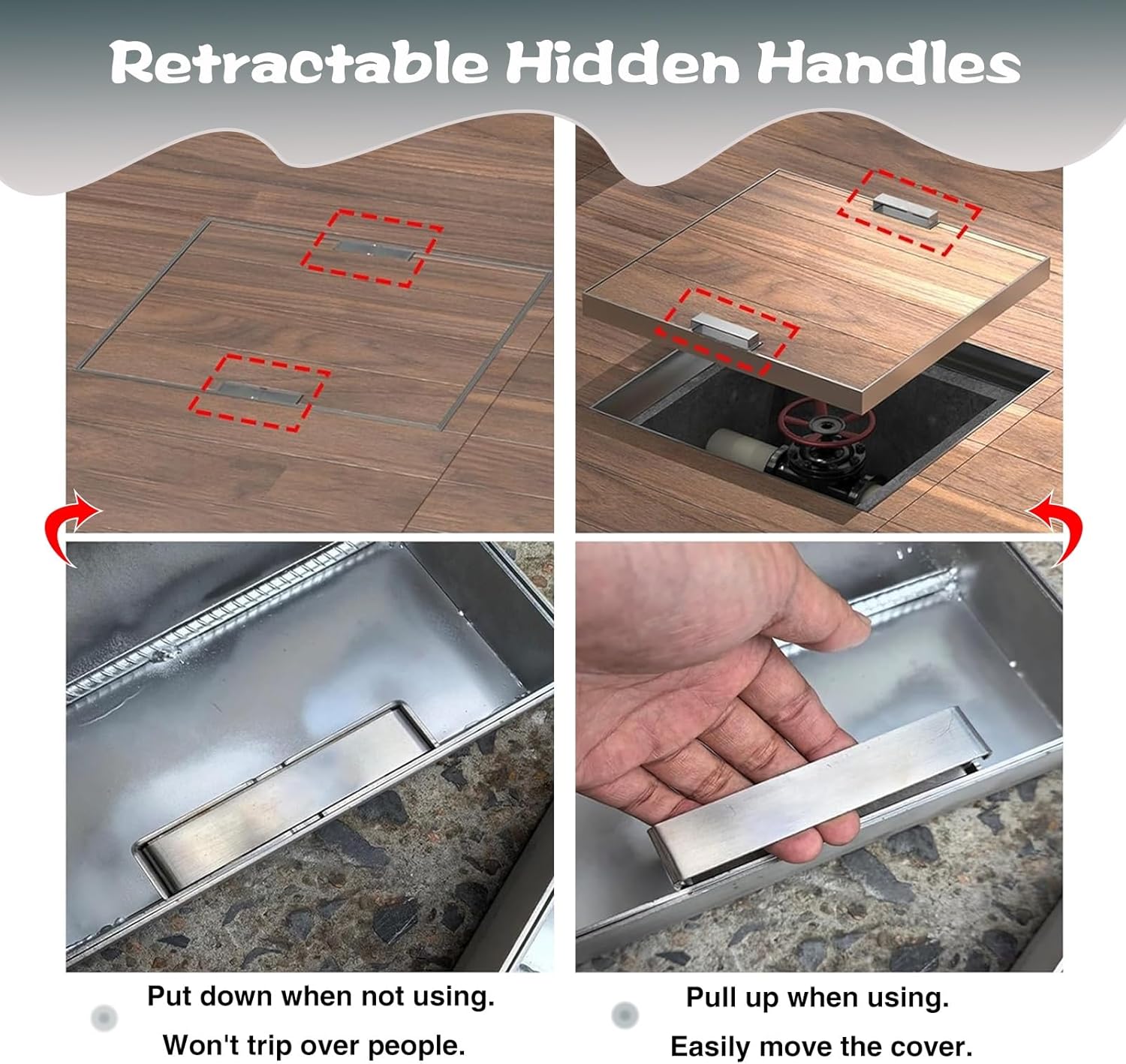 High-Strength Square Septic Tank Access Cover 15x15 Inch t Design with Integrated Drainage ChannelInspection Lid for Sewage System Maintenance