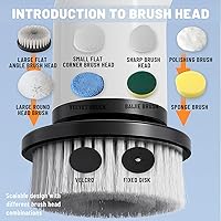 Vista 3 de Electric Spin Scrubber- Ditch The Scrubbing! Long Handle Shower Scrubber with 9 Replaceable Heads - 2 Speed Cordless Brush Ensures Long Battery