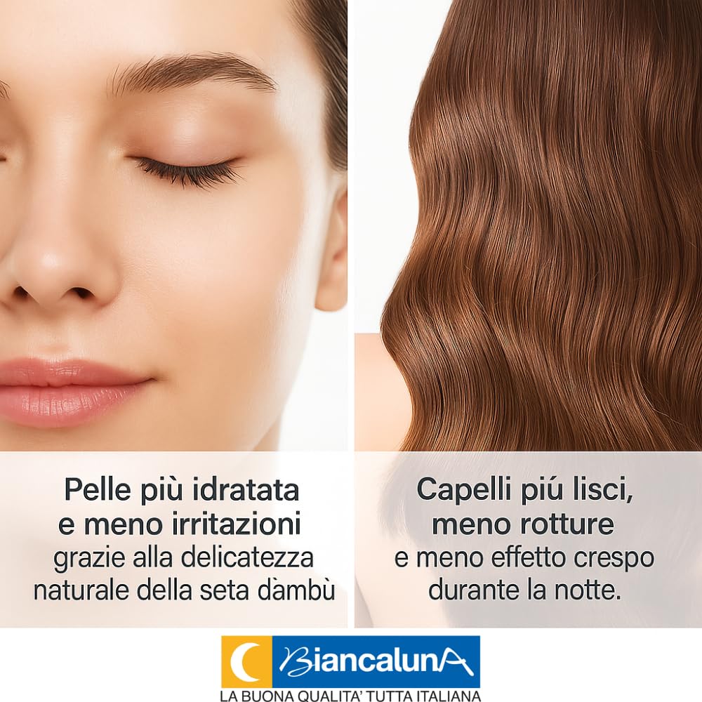 BIANCALUNA | Beauty Box Clara |Set in Seta di Bamboo Federa - Elastico - Mascherina | Ipoallergenico | Traspirante | Sostenibile | Elegante | Morbido | 100% Seta di Bamboo (GRIGIO)