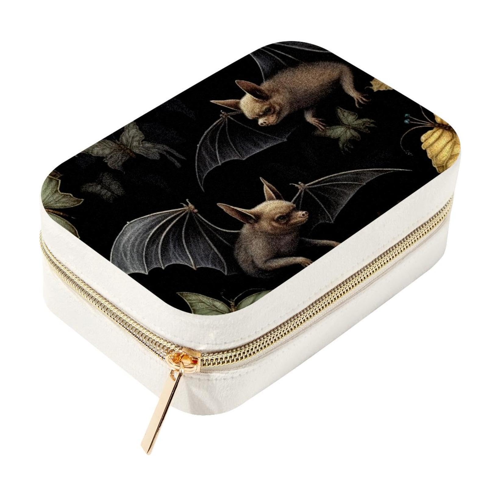 Boîte à bijoux anti-enmêlement chauve-souris, étui de voyage double couche