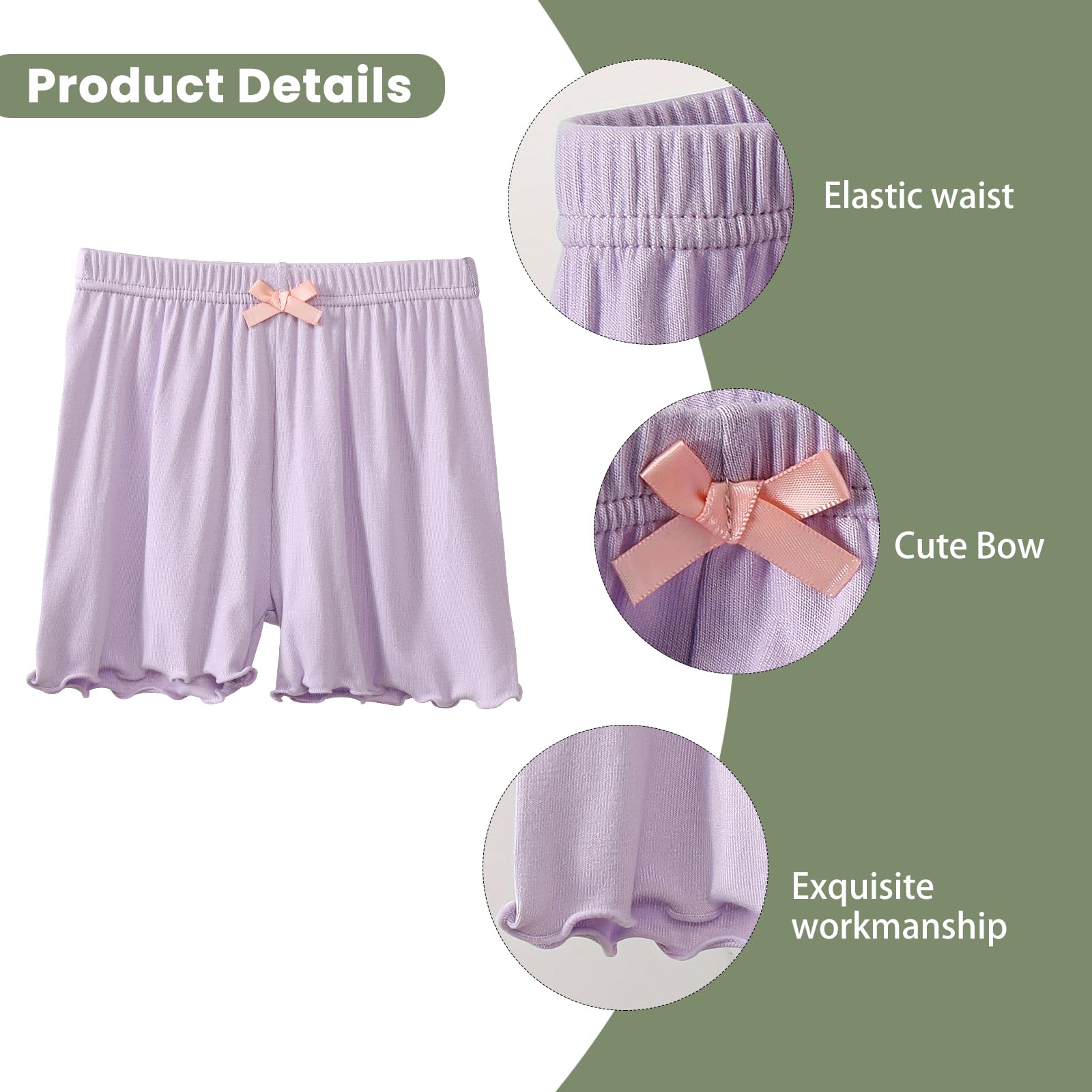 Chicduo Confezione da 8 pantaloncini da bici per ragazze Cartwheel Pantaloncini traspiranti da danza sotto il vestito pantaloncini per bambini