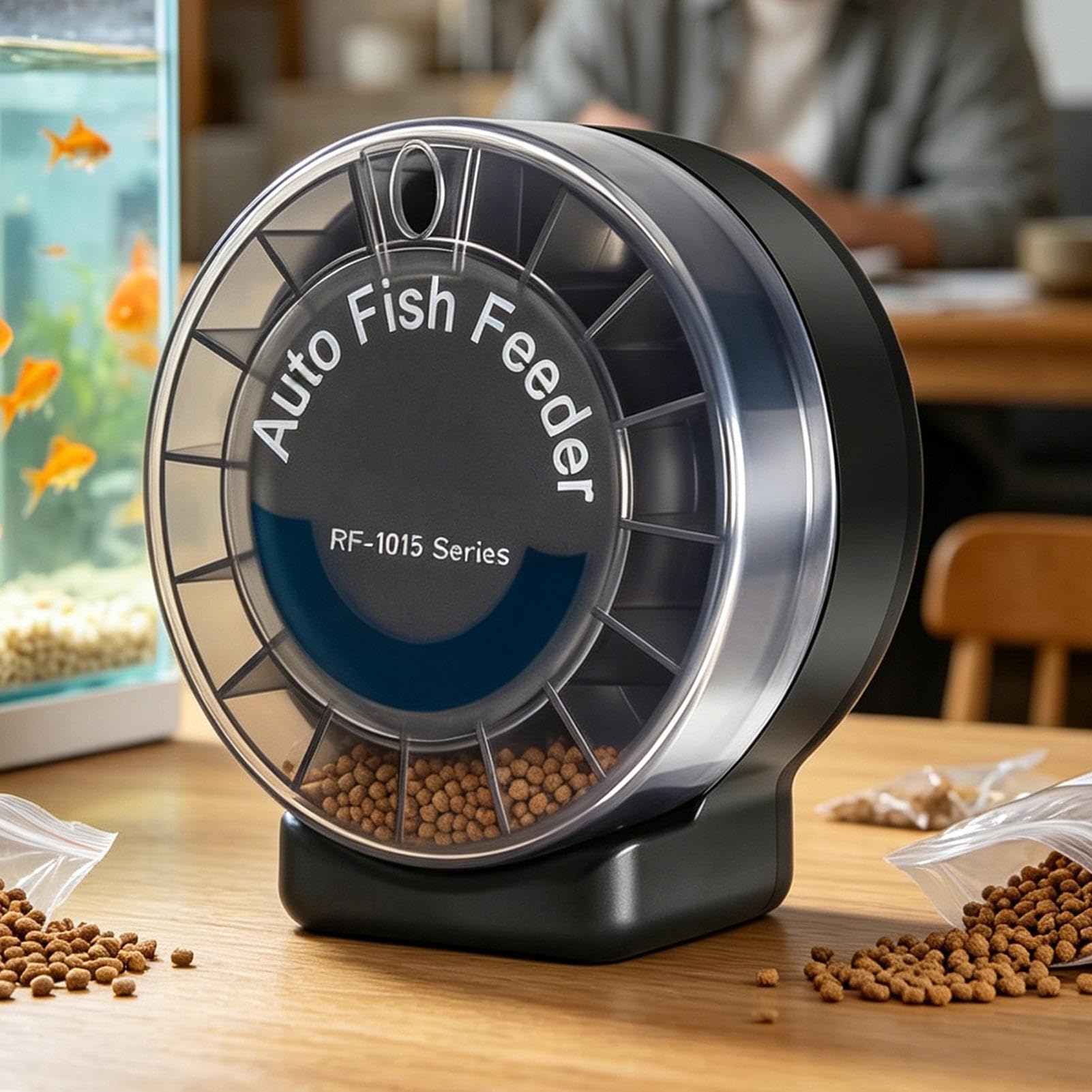 Mangiatoia automatica per acquari 105 ml ermetica protezione umidità contenitore sigillato controllo porzioni