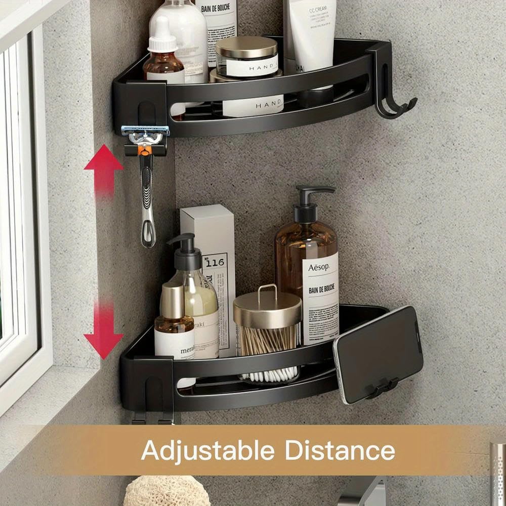 ZBDZSW Estante Ducha Esquina Triangular 2 Piezas Soporte para maquinilla Afeitar Adhesivo sin Taladro Organizador Estante Almacenamiento baño y Almacenamiento Estante Inodoro,Cocina sin Orificios