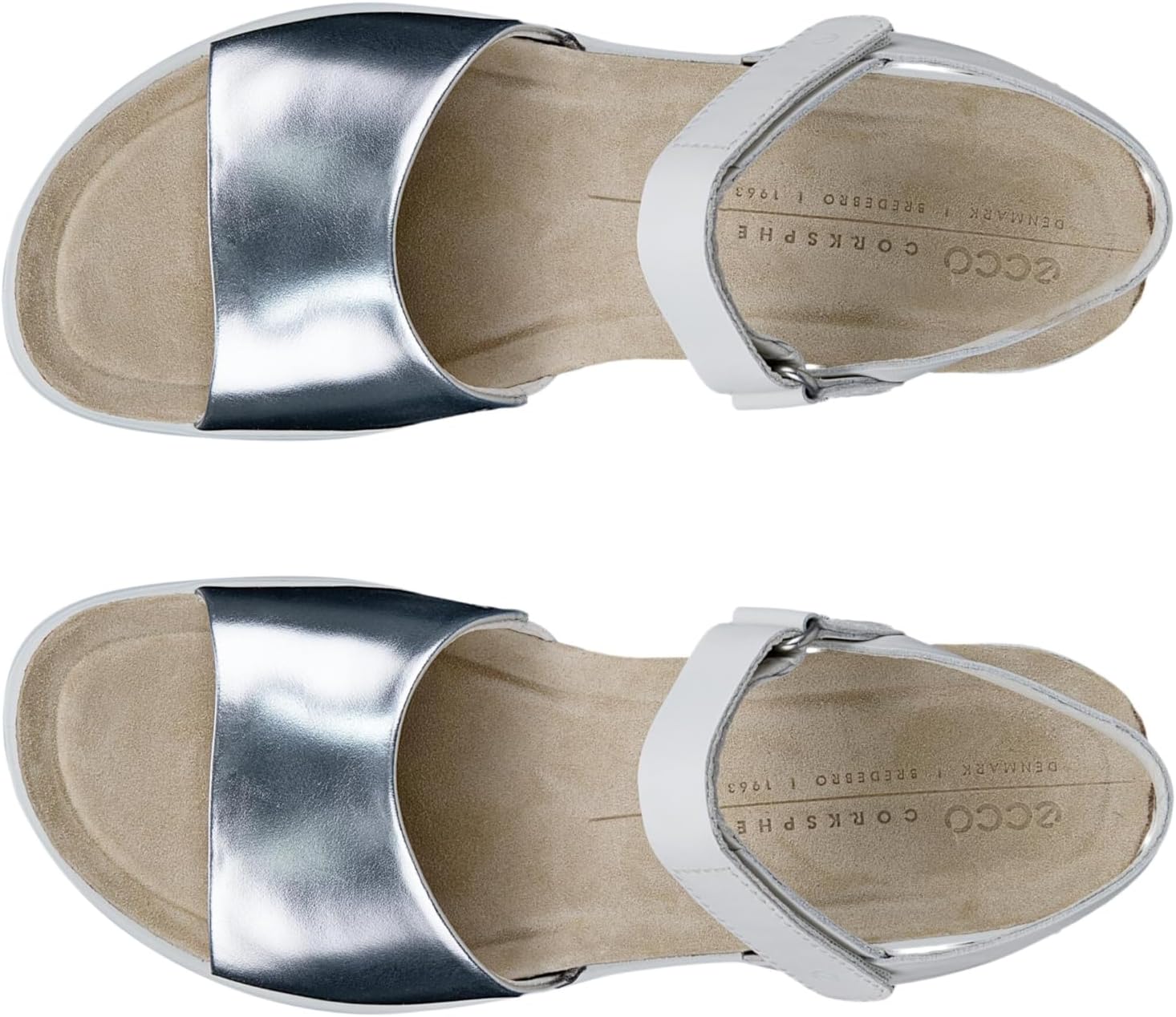 ECCO Women's Flowt Wedge Cork Sandal, PURE SILVER/WHITE, 7-7.5 - Image 5