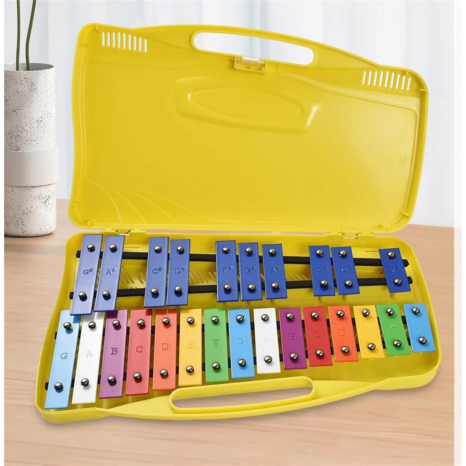 Xilófono Xilófono Glockenspiel De 25 Notas Instrumento De Ritmo Con Teclas Metálicas Coloridas Con 2 Mazos Estuche Portátil Regalo Para Principiantes