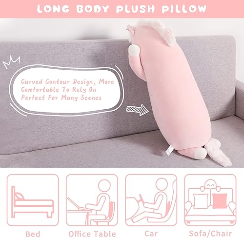 Miniatura 7 de MorisMos Paquete de 2 almohadas corporales de unicornio, almohada grande de 36.2 pulgadas, almohada de unicornio de felpa suave de 23.6 pulgadas,
