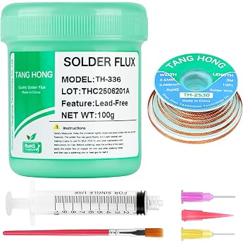 TH-336 Flussmittel L ten100g No-Clean Bleifreies Kolophonium Flussmittel1 St ck2.5MM/3M Entl tlitze1 St ck Geeignet F r Handy-L tungenBGAHaushaltsger tereparaturen
