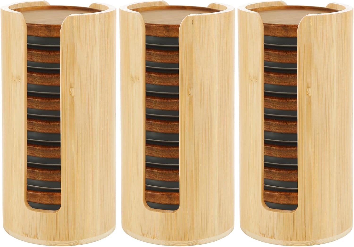 ASelected Mason Jar Lid Organizer, Natural Wood, 3 Pack | 3.1" Inner Diameter, 7.1" Height, Kitchen Storage, Pantry and Cabinet Organization