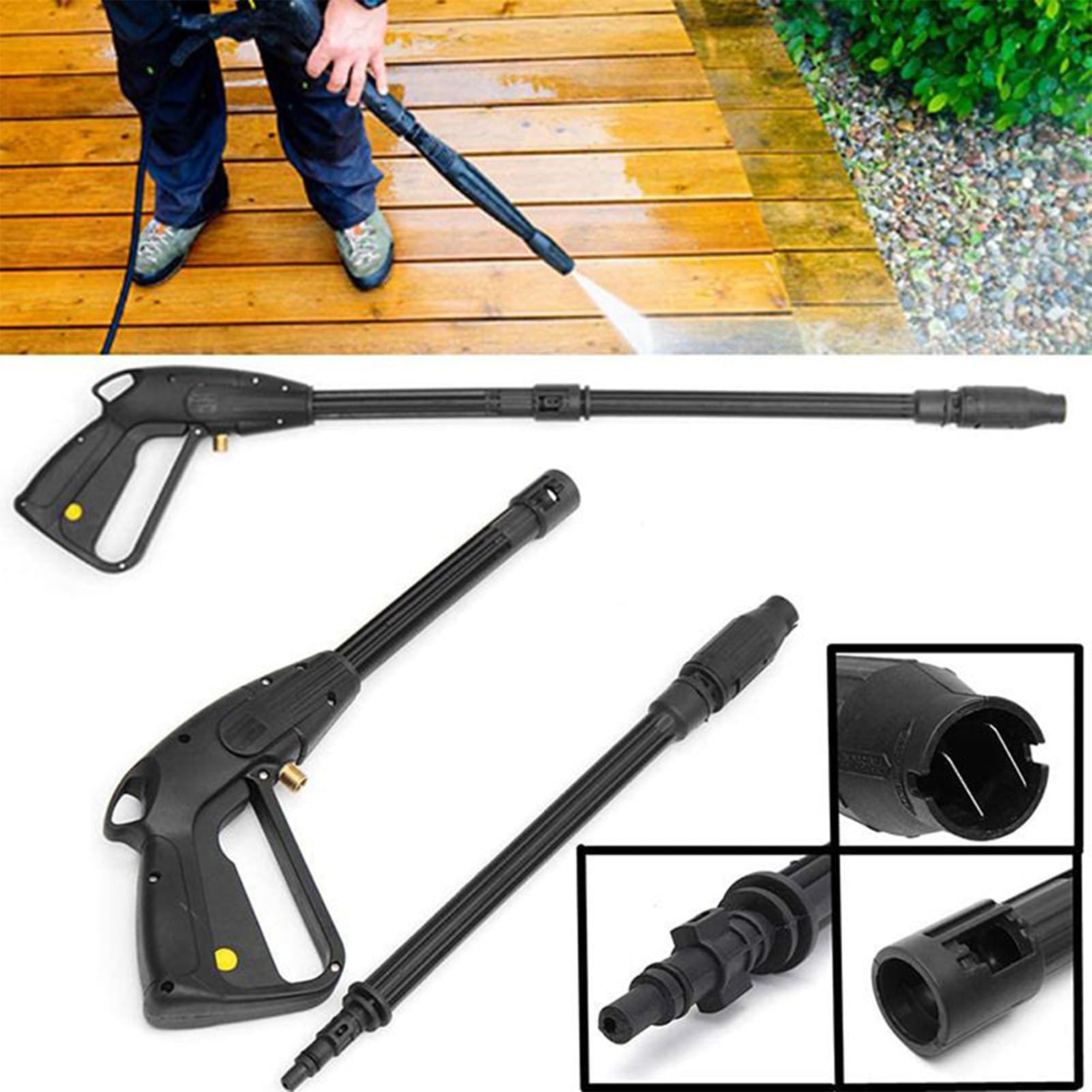Lanza Para Limpiadora A Presión - Manguera De Jardín Con Hidrolimpiadora,Accesorios Lavado Coches Con Diseño Ergonómico Para Jardín, Cristales, Patio Y Hogar