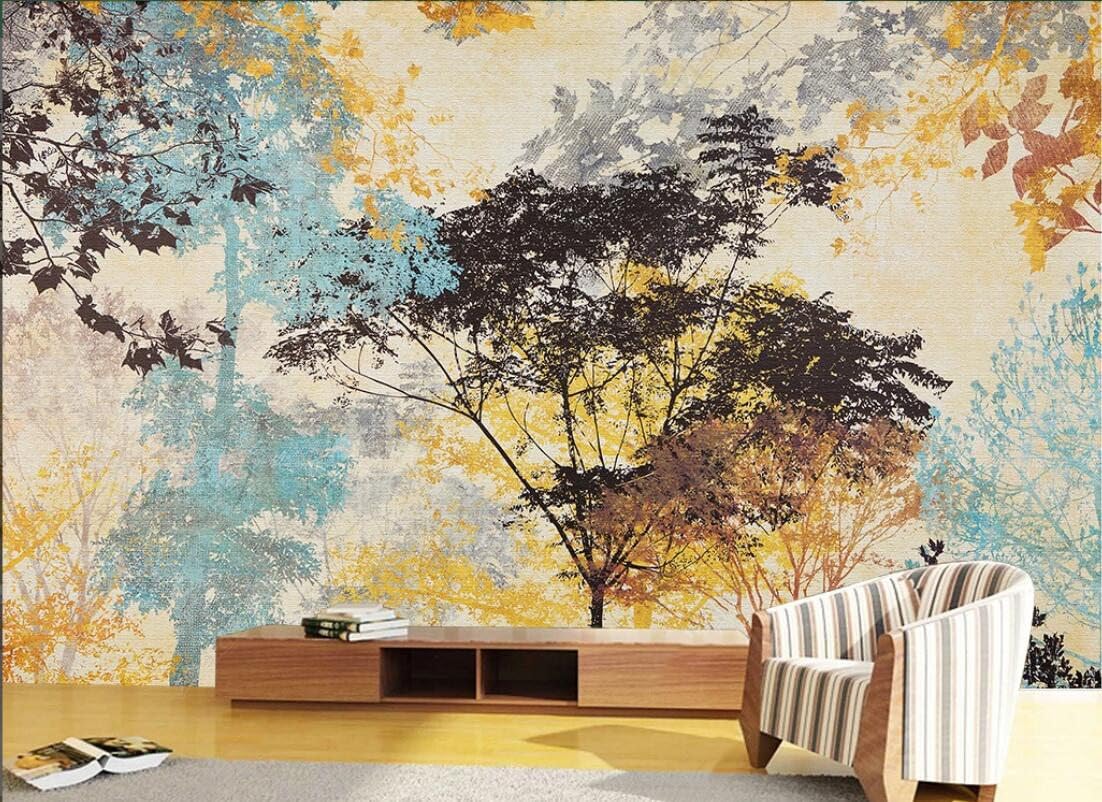 Papier peint intissé panoramique bleu doré 150x105 cm pour salon
