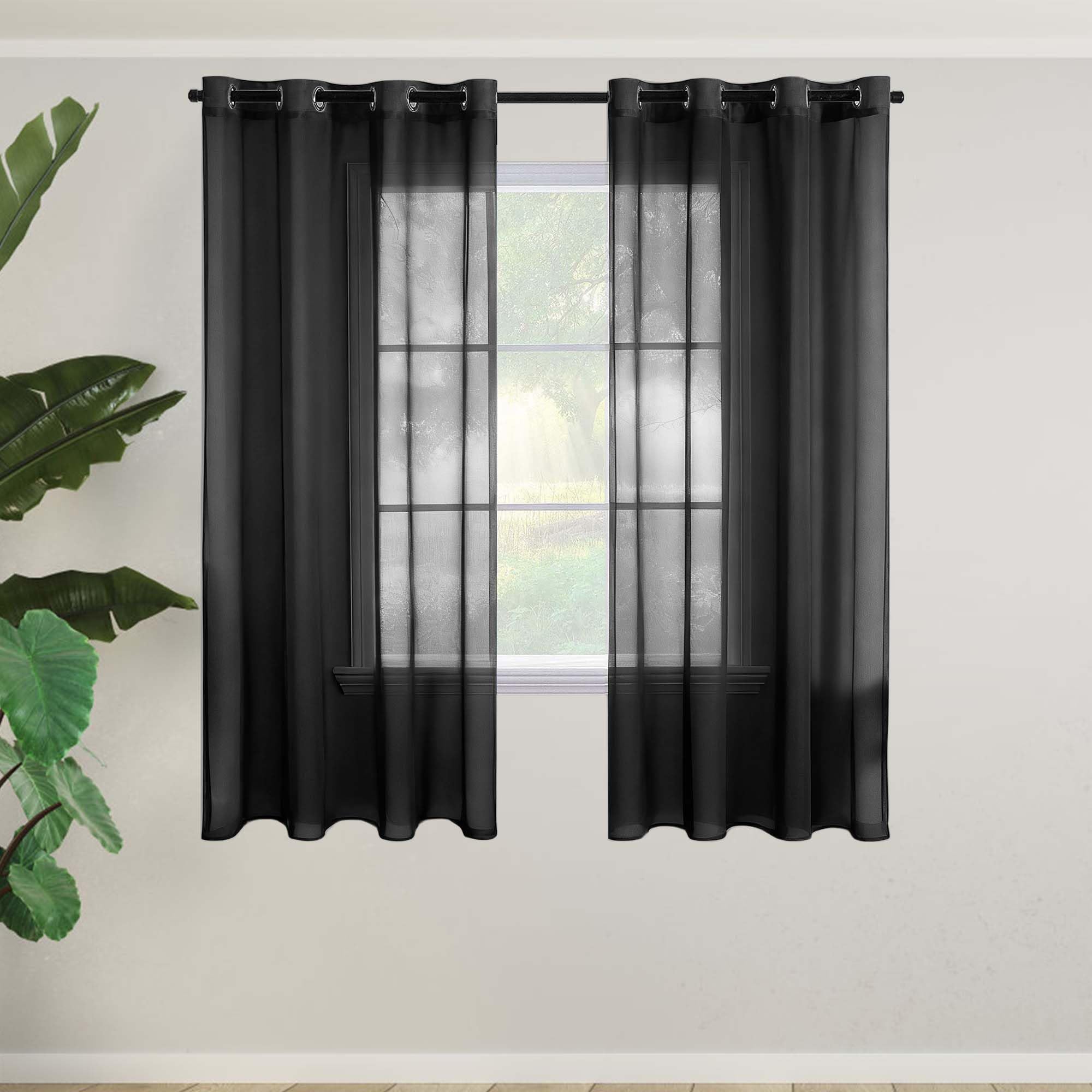 Voile transparent rideau lumineux noir 500 x 260 cm filtrer la lumière avec élégance