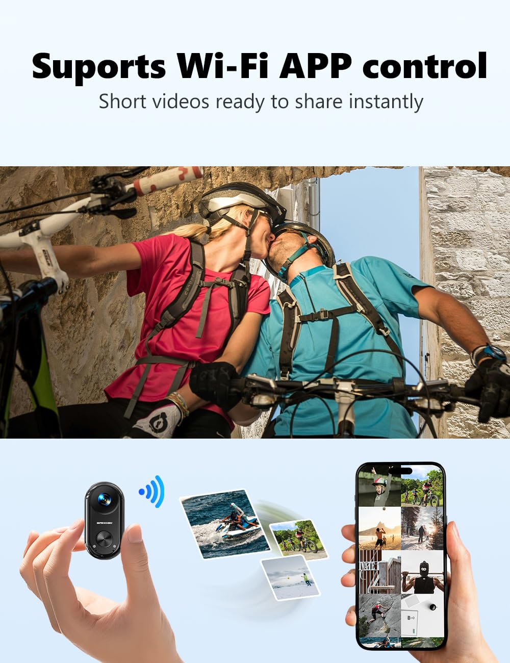 Apexcam K70 4K Mini Action Cam,POV Body Cam Con Scheda 64GB,WiFi EIS 20MP Body Cam Sportiva Portatile Vlogging Fotocamera,30M Fotocamera Subacquea,Videocamere Montate sul Corpo Con Supporto Magnetico