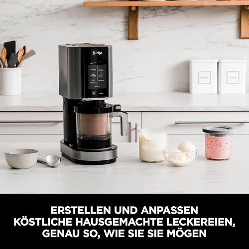 Ninja CREAMi Eismaschine & Dessertmaschine mit 2 Behältern, 7 Programmen, Herstellung von Eis, Gelato, Sorbet, Smoothie-Bowls, Milchshakes und mehr, Schwarz/Silver, 1,4L Eiscreme Kapazität, NC302EU - 3