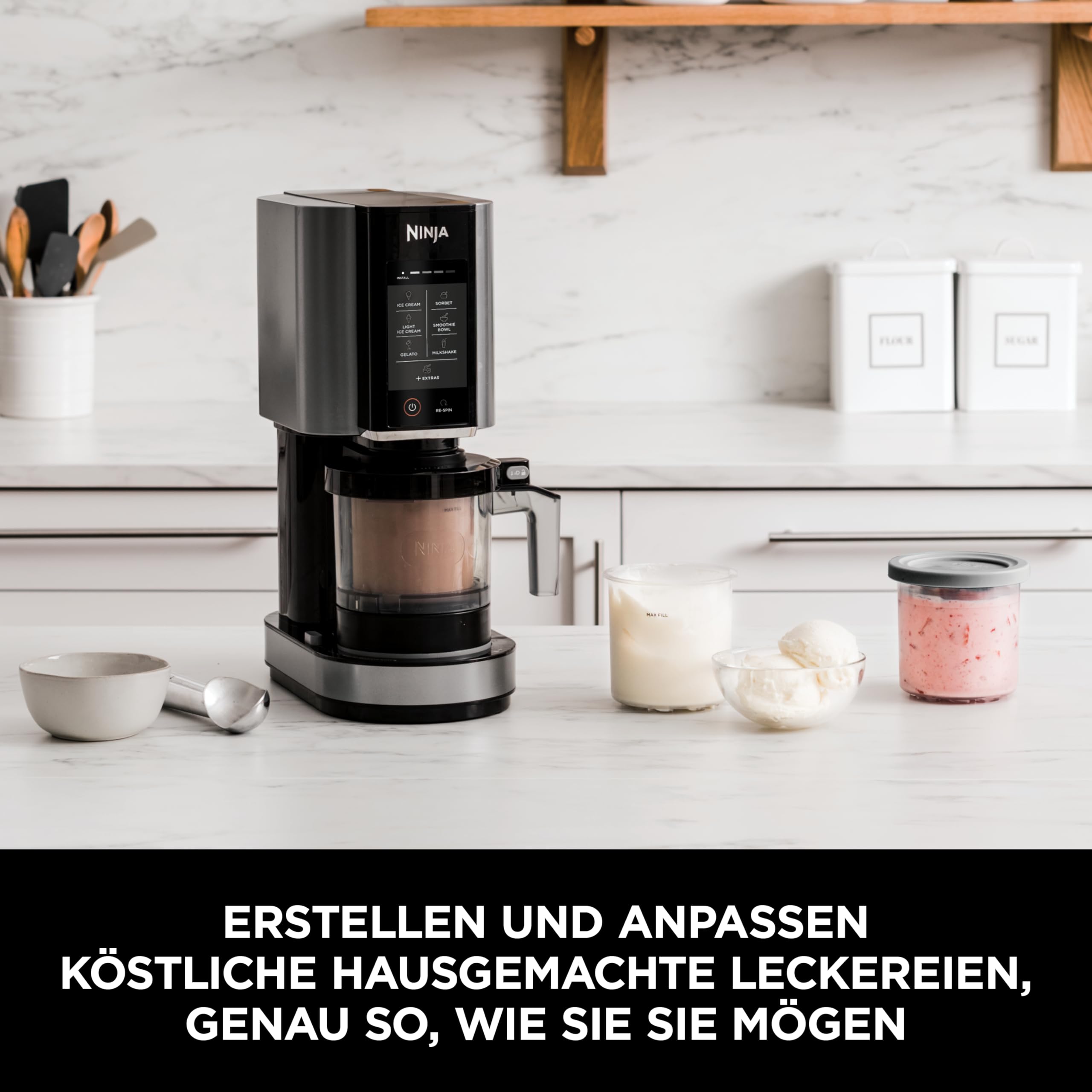 Ninja CREAMi Eismaschine NC302EU 1,4L Schwarz/Silber 7 Programme 2 Behälter