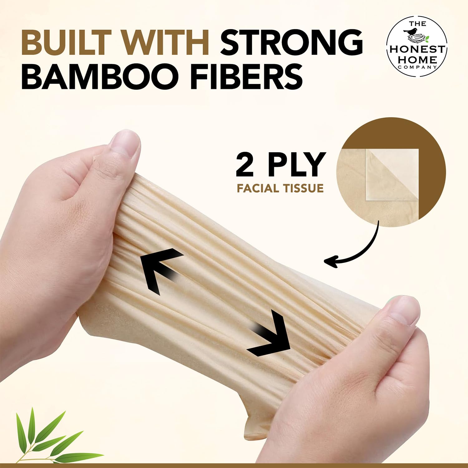 Honest Home 2-Ply Bamboo Facial Tissue Paper Box | 800 Pulls | 200 Pulls x 4 Boxes | Soft And Highly Absorbent | 100% Natural - Image 4 thumbnail