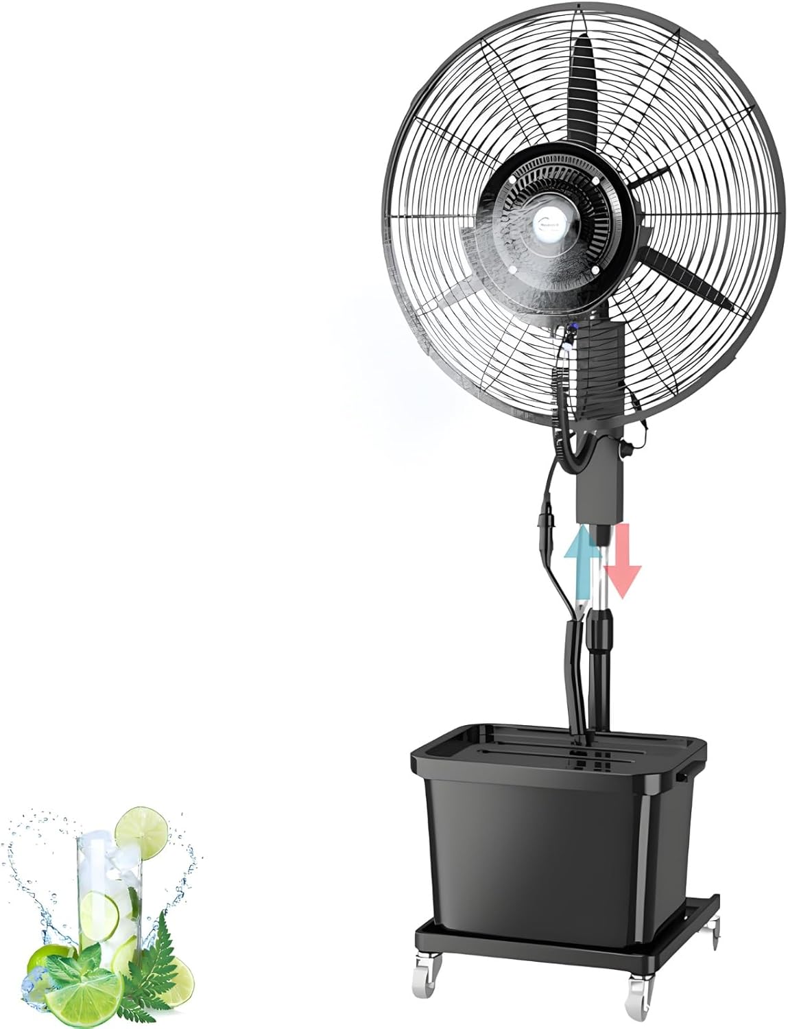 Generic 26/30 Inch Outdoor Misting Fan Pedestal Standing Fans, Detachable 10 Gal Water Tank, Commercial High Velocity Spray Fan, Outside Cooling Large Industrial Water Mist Fans(750mm/30in)