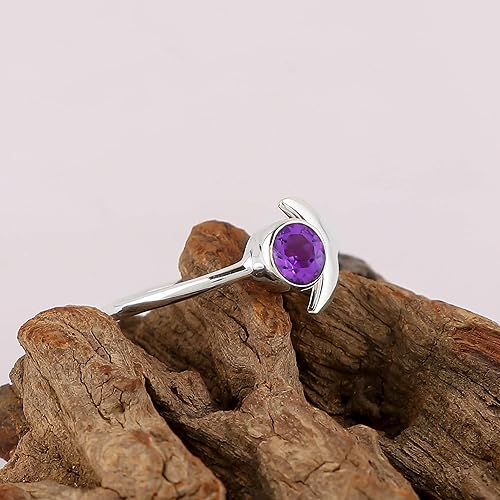 Miniatura 5 de Anillo de plata de ley 925 con forma de media luna Piedra natural Piedras pulidas Joyería de diseñador hecha a mano Anillo bohemio de boda