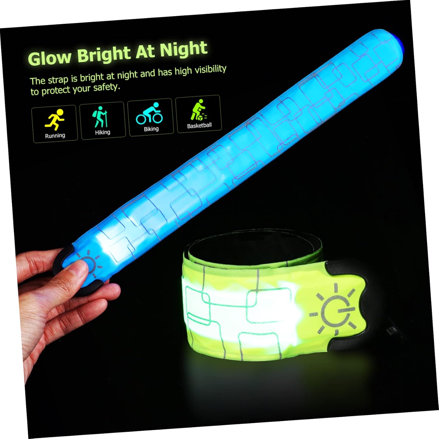 BESTonZON 4 Pcs LED Reflective Armbands for Running USB Rechargeable Glow Wristbands for Cycling and Jogging Snap Design for Safety Evening Activities