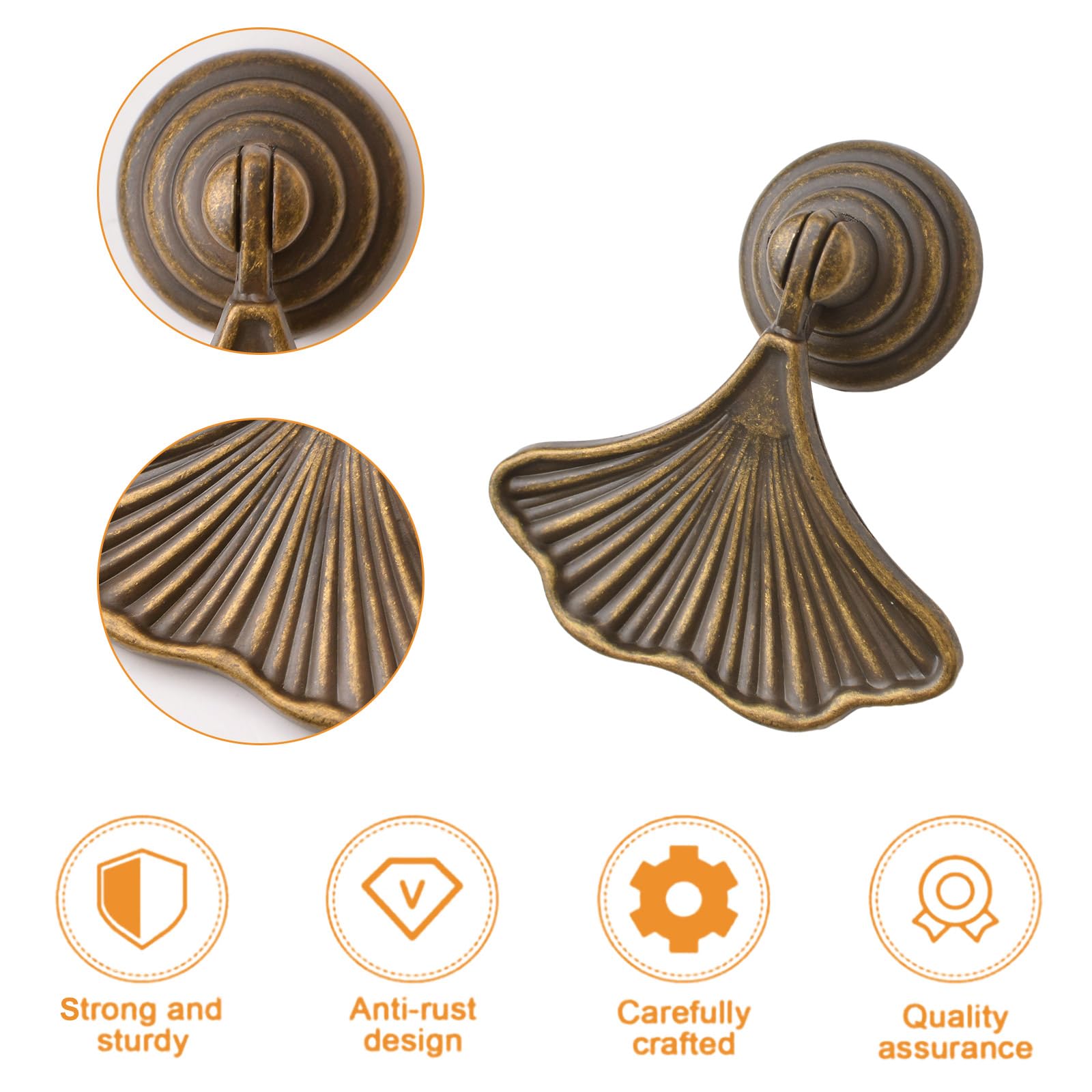 MOROBOR Ginkgo Leaf Shape Knob Handles, 4 PCS Drop Pendant Pull Handle - Image 3