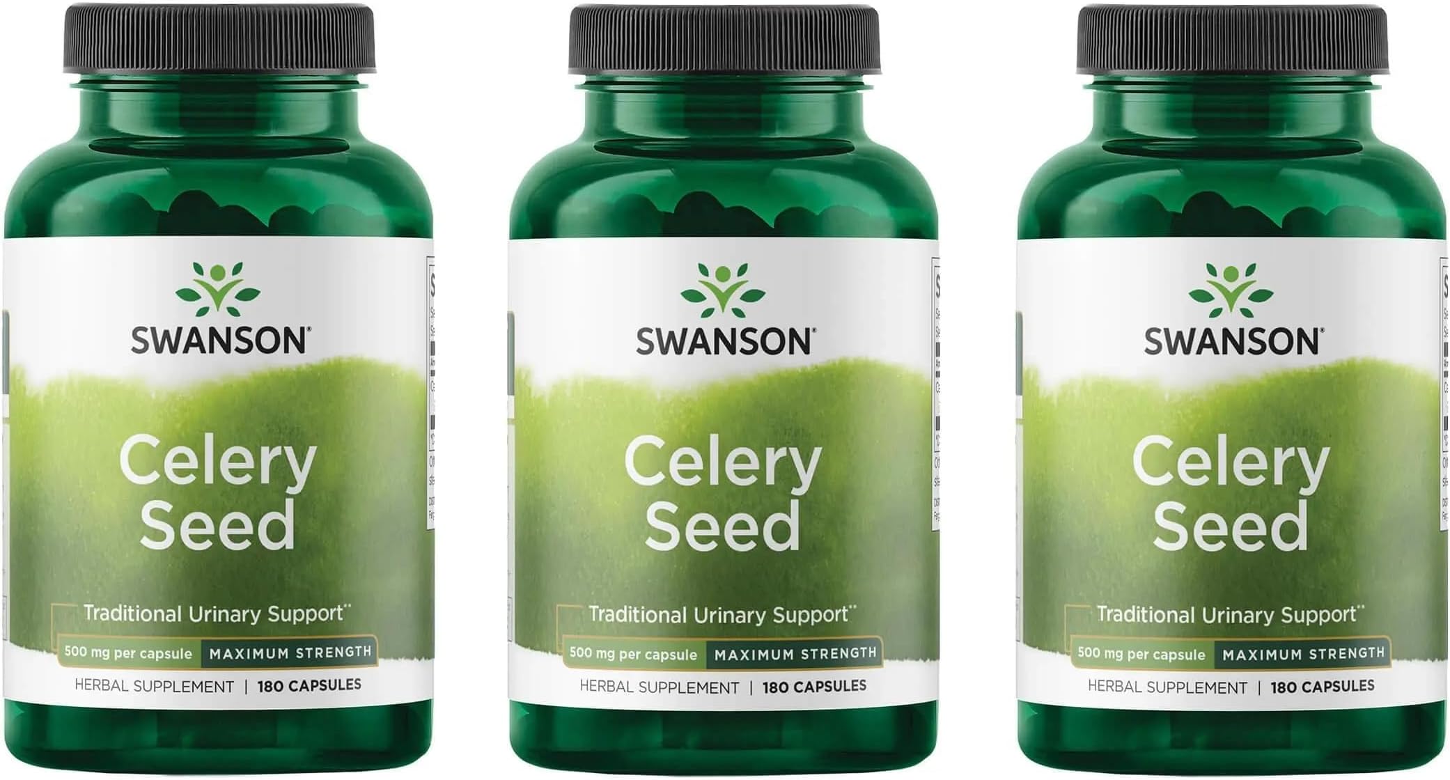 Swanson - Celery Seed Maximum Strength - Antioxidant Support (500 mg 180 Capsules) (3 Pack)