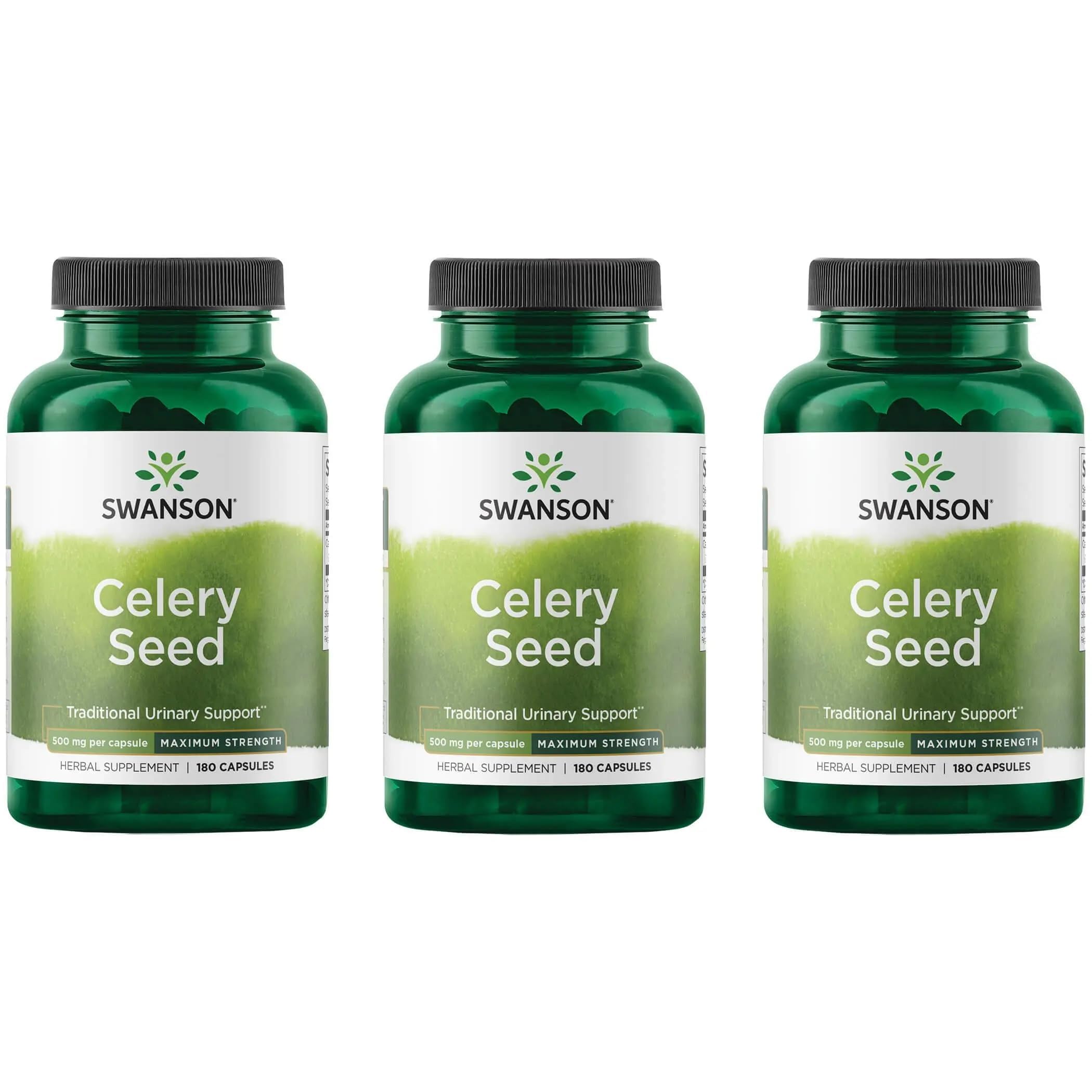 Swanson Celery Seed Maximum Strength, 500 mg, 180 Capsules, 3 Pack 180 Count (Pack of 3)
