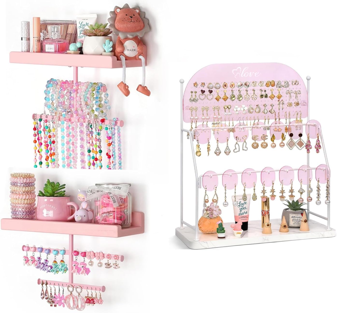 Keebofly Jewelry Organizer Wall Mounted and Acrylic Earring Organizer Stand