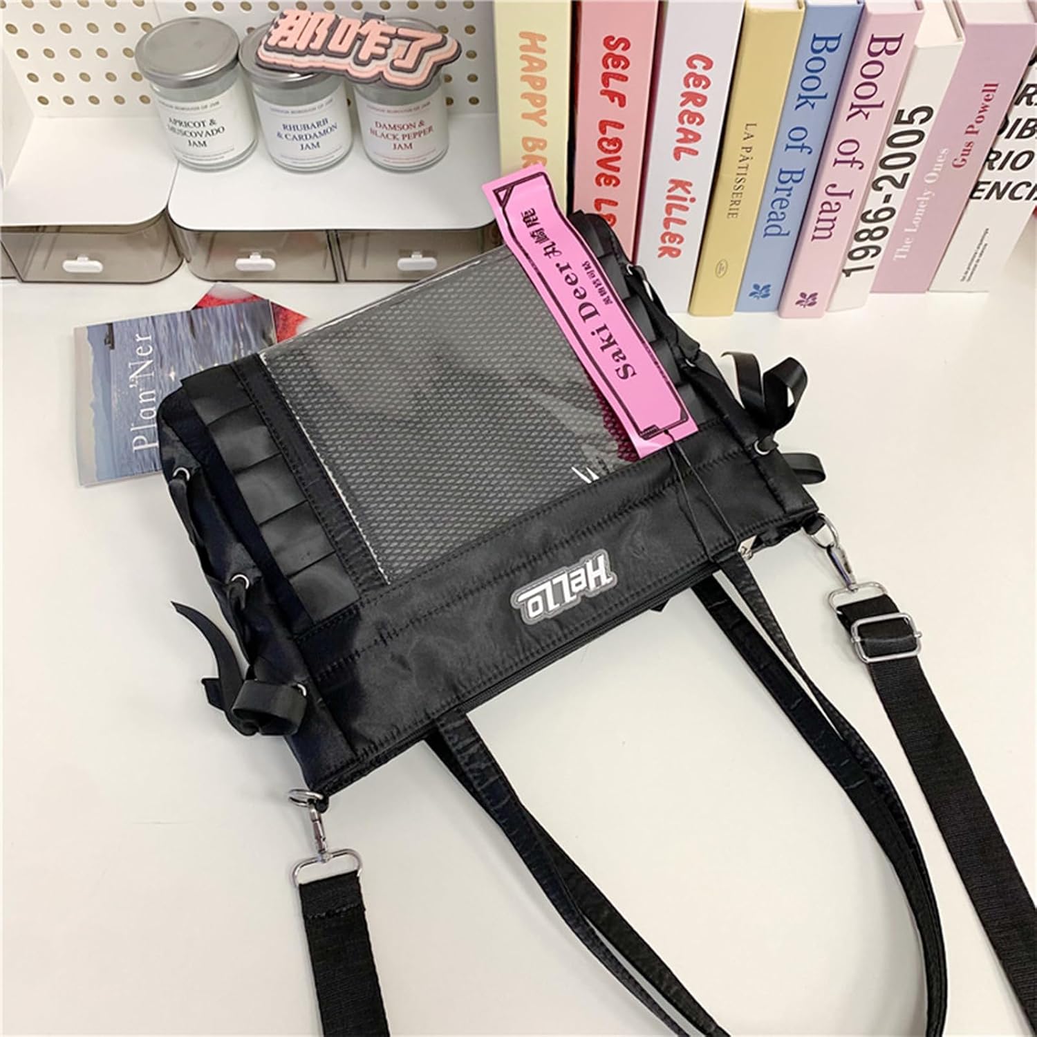 Ita Bag Ribbon Bow Tote Bag Pin Display Shoulder Bag Cute Kawaii Handbag Lolita Crossbody Bag for Anime Cosplay