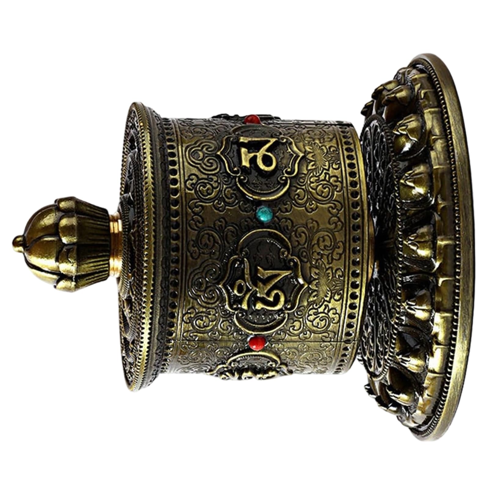 Snorvixre Tibetan Prayer Wheel, Hand Craving Buddhas Scripture Decorative Ornament for Praying Blessing Yogas Room Table