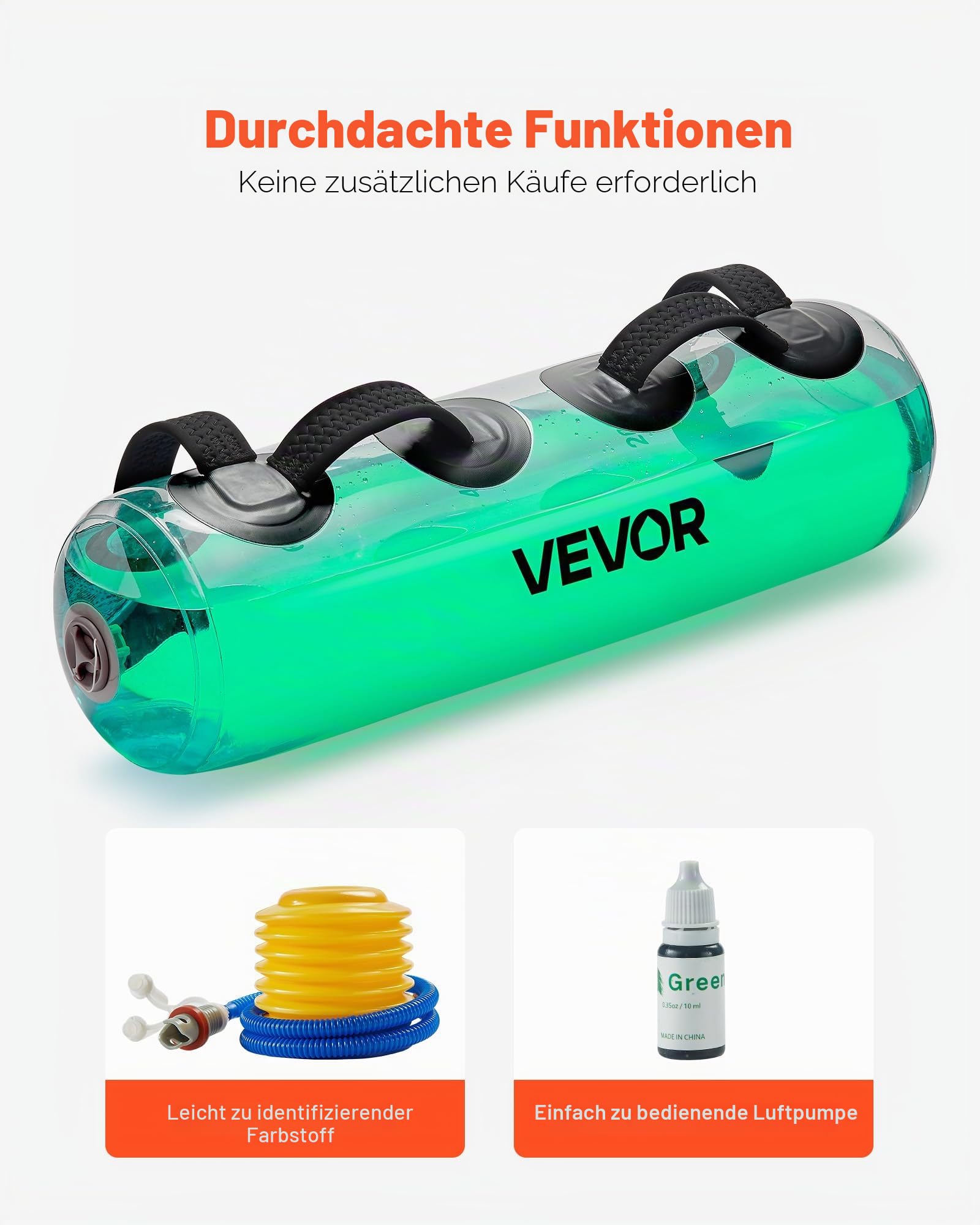 VEVOR Wassergewichte Aqua-Tasche, große Aqua-Tasche für Workout, verstellbare tragbare Stabilität, Fitness- und Ganzkörper-Trainingsgeräte, für Kraftkern- und Gleichgewichtstraining, Heimgymnastik