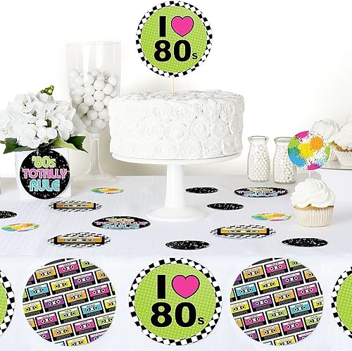 Miniatura 5 de Big Dot of Happiness 80's Retro - Totally 1980s Party Giant Circle Confetti - Decoraciones para fiestas - Confeti grande 27 unidades