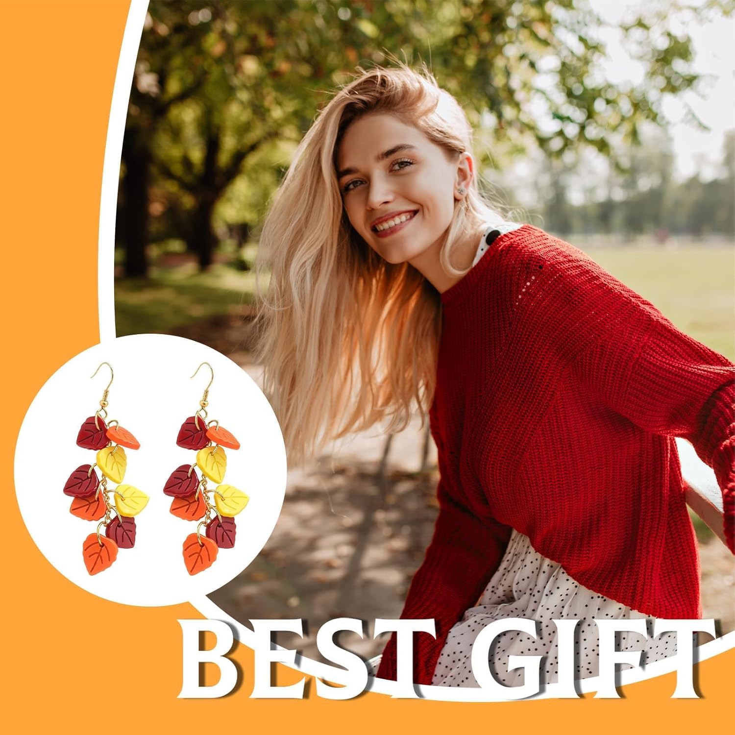 Pumpkin Earrings for Women Fall Leaf Dangle Drop Acrylic Bow Earring Dainty Statement Earrings Thanksgiving Jewelry Gifts Fall Autumn Dresses Accessories - Image 2