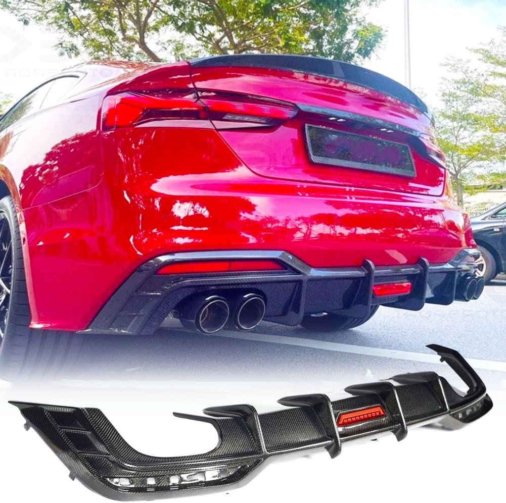 MCARCAR KIT Carbon Fiber Rear Diffuser Compatible with Audi A5 S-line S5 B9.5 Convertible 2-Door 2021-2025 Auto Rear Lower Bumper Lip Spoiler Body Kit