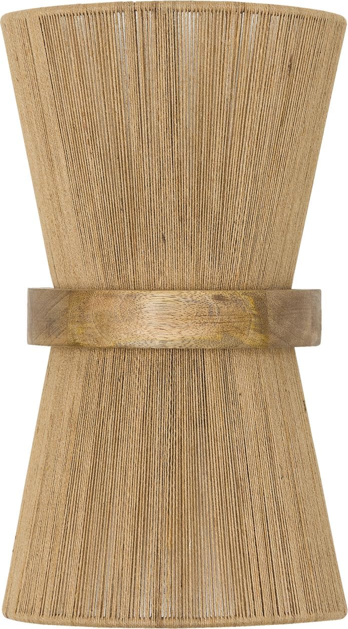 Capital Lighting 652821MA Maya Modern Mango Wood and Hand-Wrapped Natural Jute Rope Wall Sconce, 2-Light 120 Total Watts, 16" H x 9" W, Matte Brass