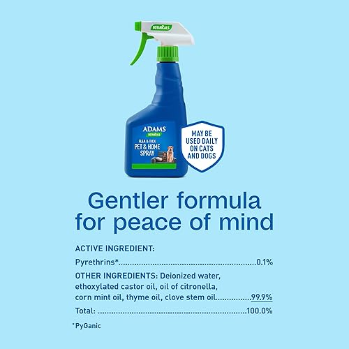 Miniatura 9 de Adams Botanicals Pulgas y garrapatas - Aerosol para mascotas, para perros, gatos y hogar, 16 onzas