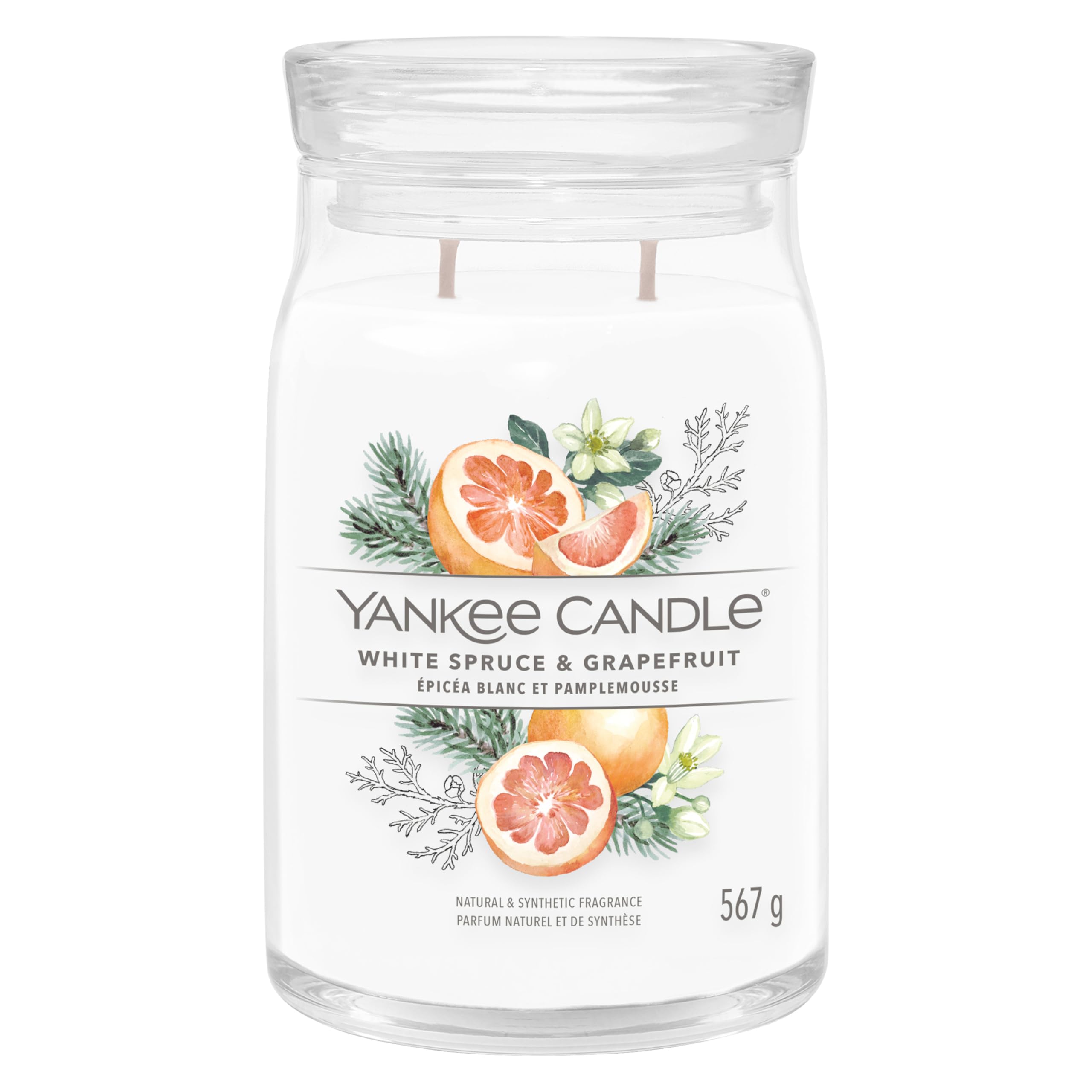 Yankee Candle Signature Scented Candle | White Spruce & Grapefruit Large Jar Candle with Double Wicks | Soy Wax Blend Long Burning Candle | Perfect Gifts for Women