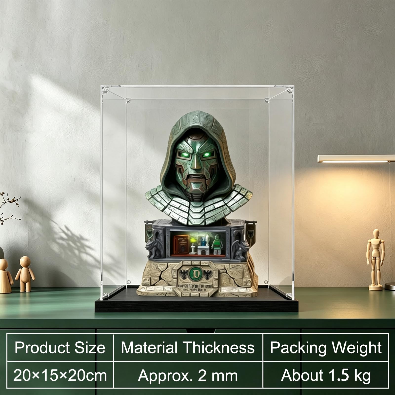 Vetrina acrilica per LEGO 76345 Doctor Doom Busto (senza modello), 2 mm